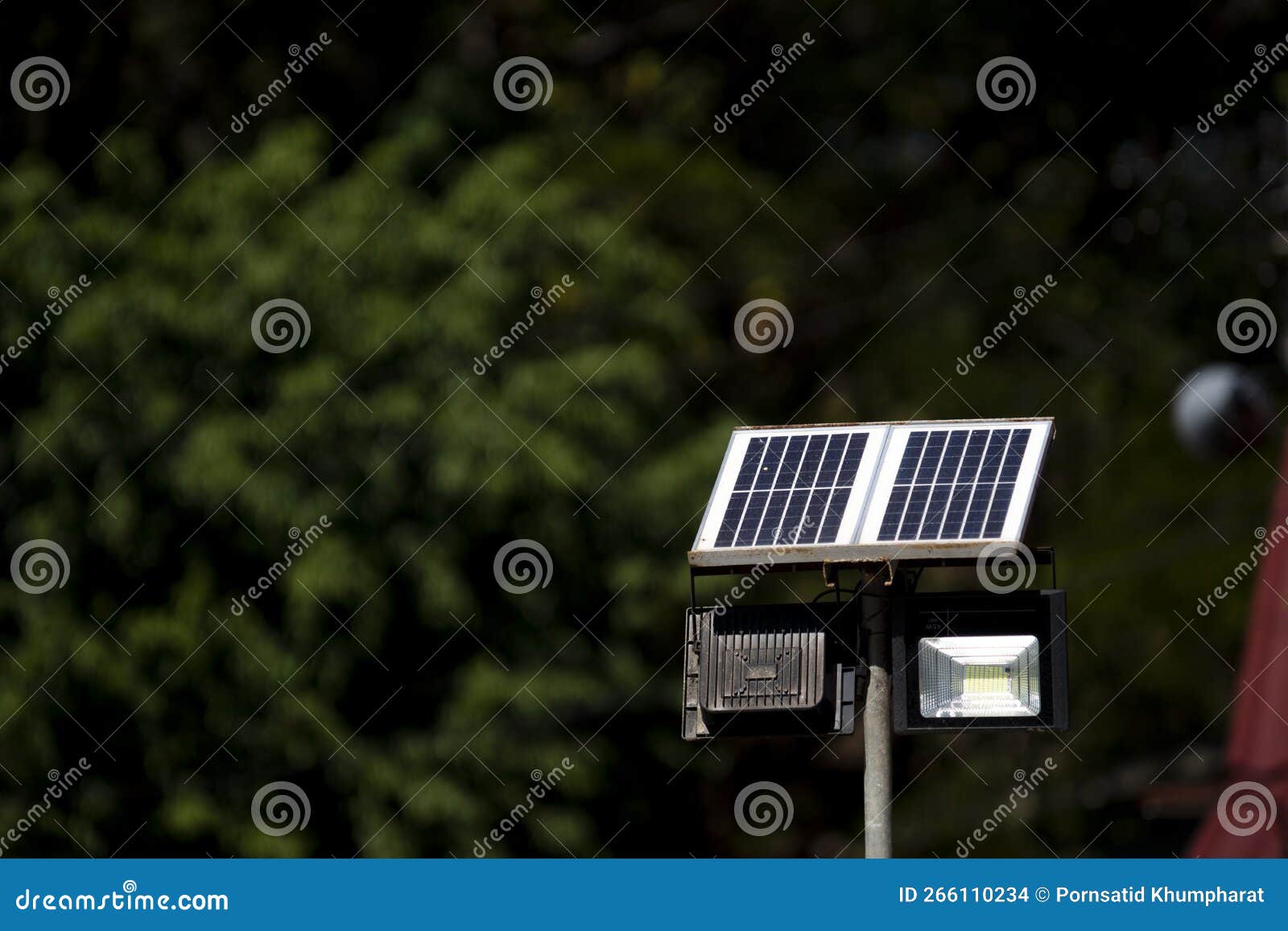 Spotlight Solar Cell Energy for Outside Area Energy Saving Concept