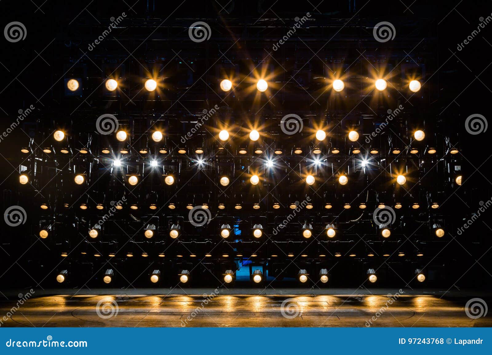 spotlights & lighting equipment for the theater. yellow light