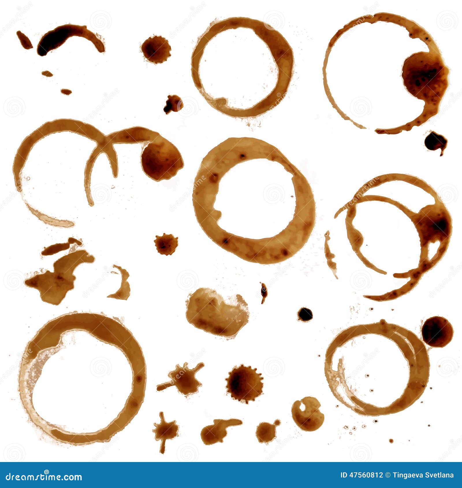 Spots And Splashes Of Coffee Isolated Vector Illustration