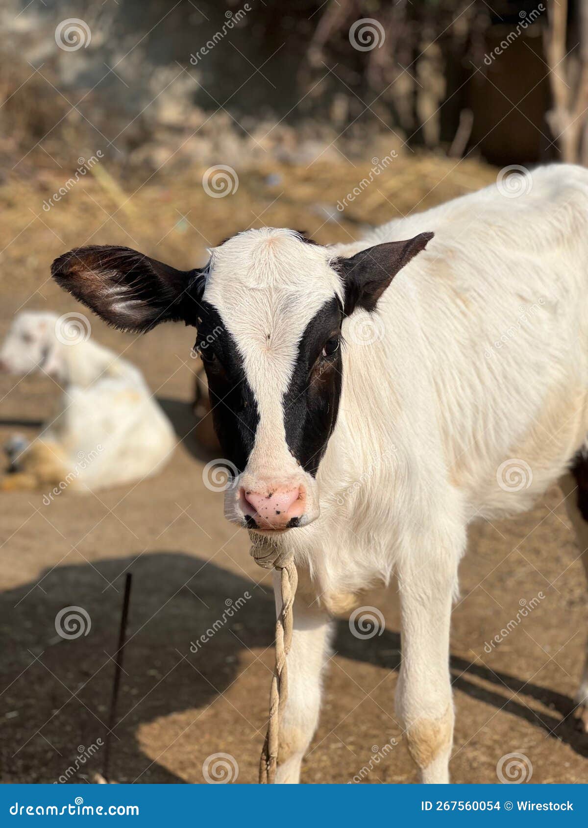 Spotted Calf Black and White Stock Photo Image of standing, care