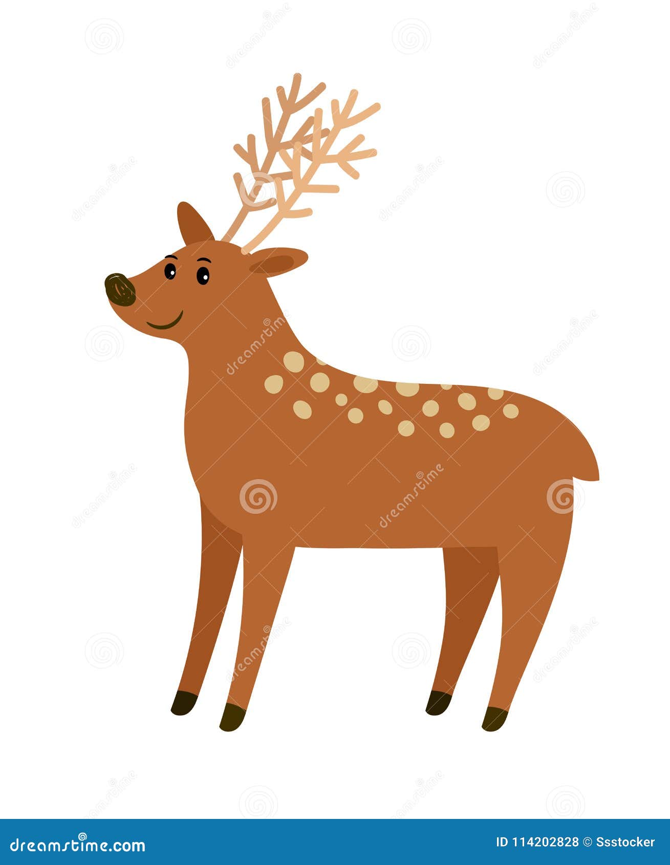 Spotted cartoon deer on white