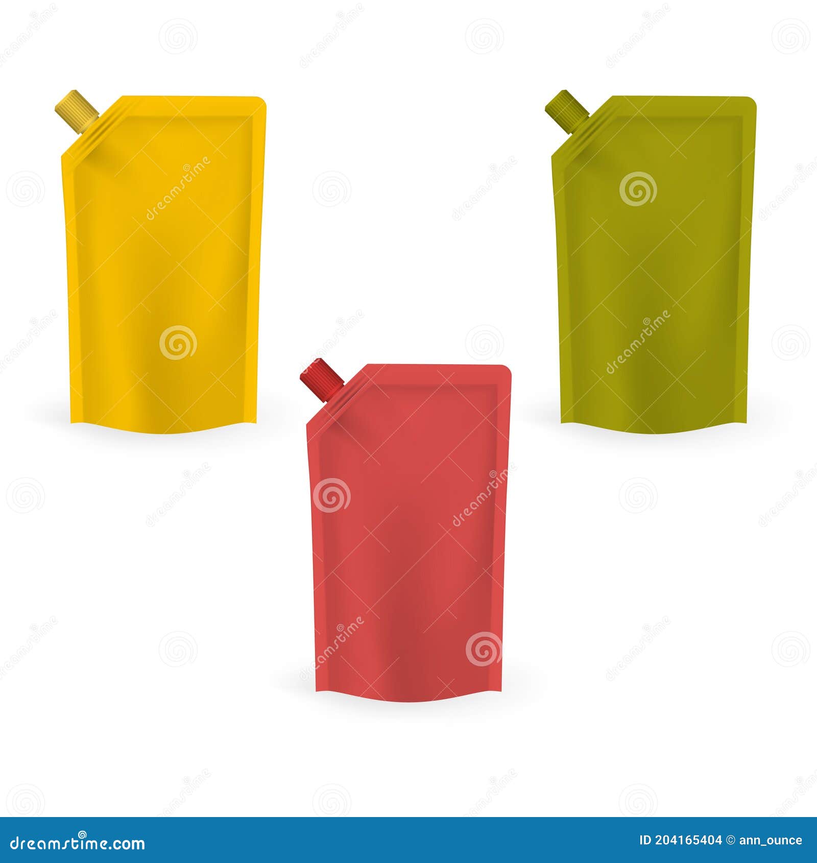 color blank spouted stand up pouch with screw cap   mockup set