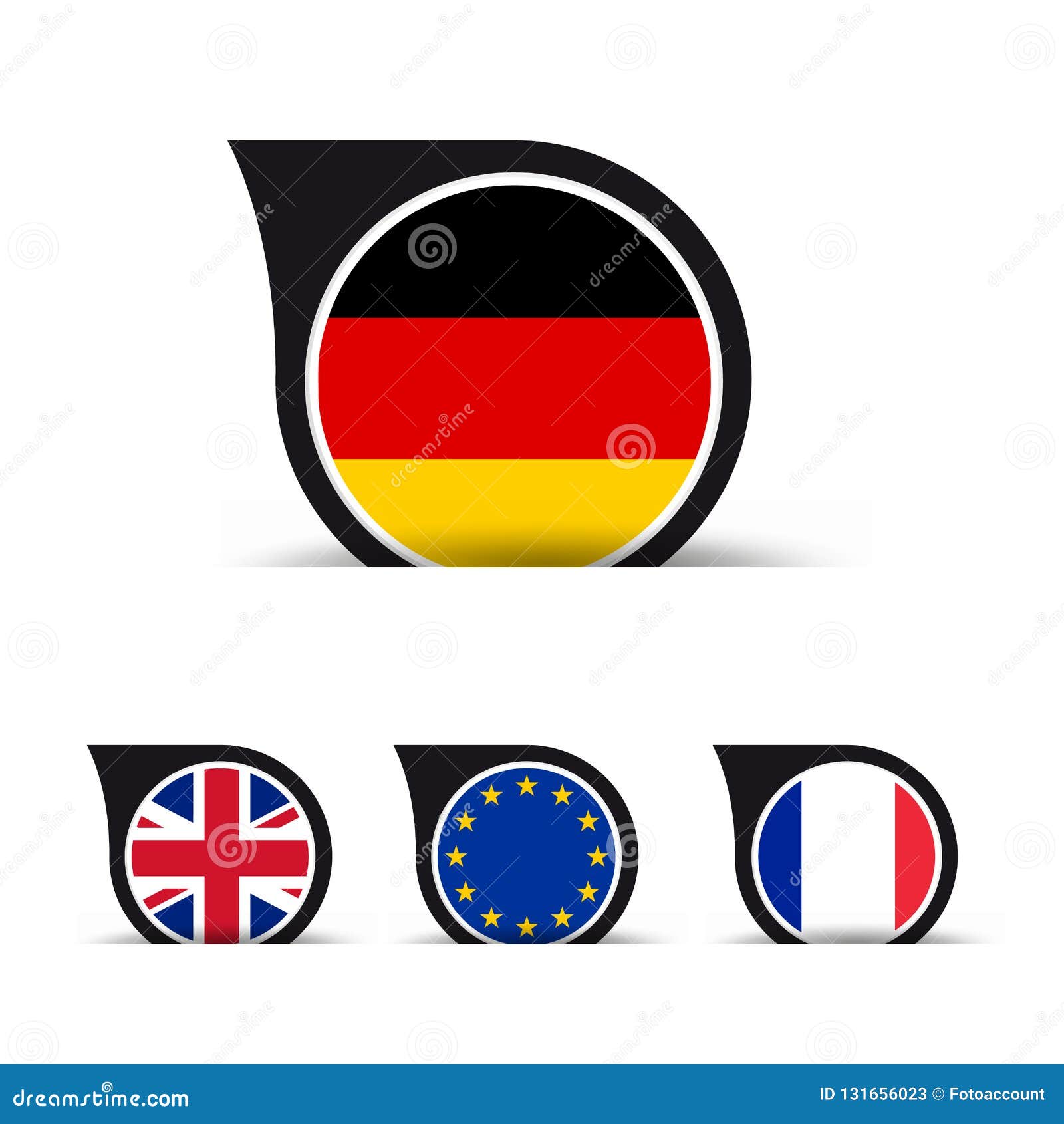 Sprache Blasen Flaggen Deutschland England Europa Und Frankreich Vektor Illustration Lokalisiert Auf Weissem Hintergrund M Vektor Abbildung Illustration Von Getrennt Eingeburgert 131656023