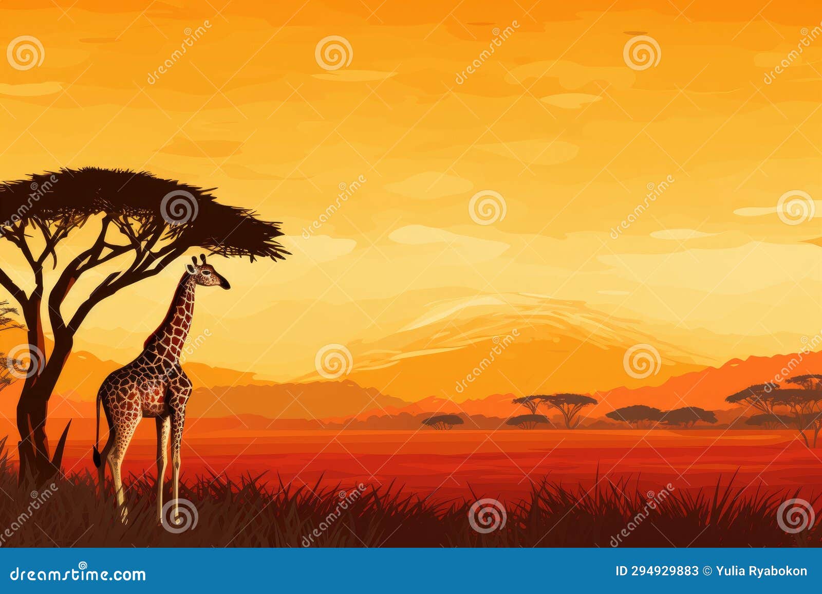 Giraffe In The African Savanna Stock Photography | CartoonDealer.com