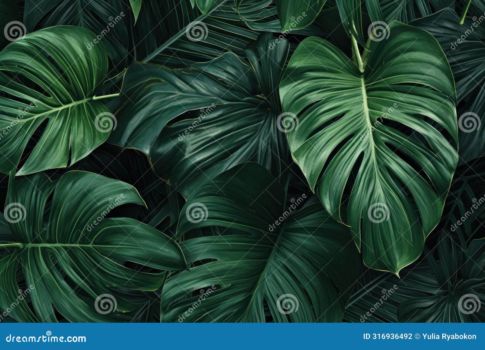 sprawling palm leaves tropical plants. generate ai