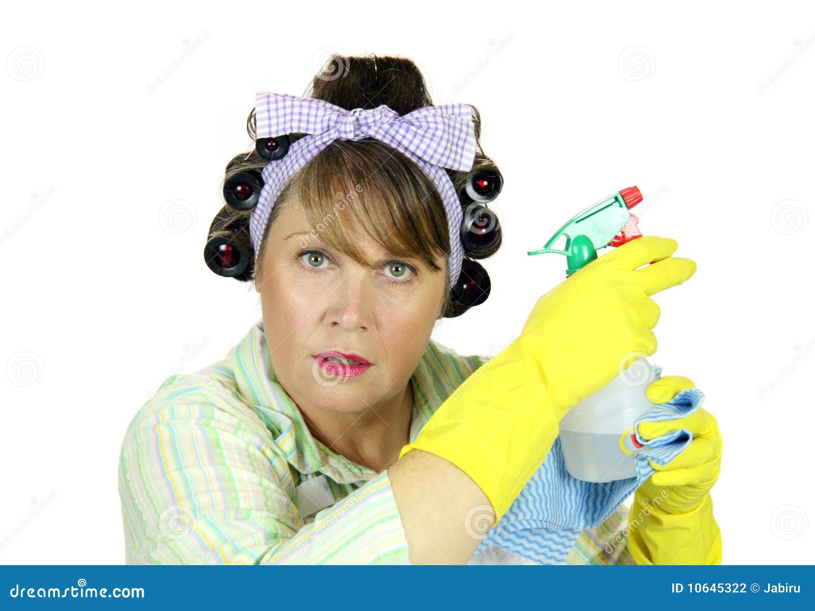 Spray Bottle Housewife stock photo. Image of gloves, scarf - 10645322