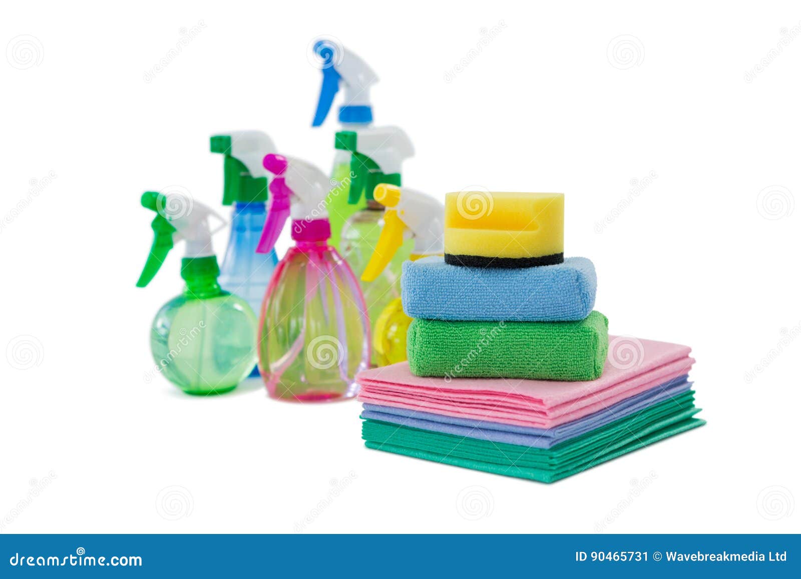 Spray Bottles with Wipe Pads and Sponges Stock Image Image of product
