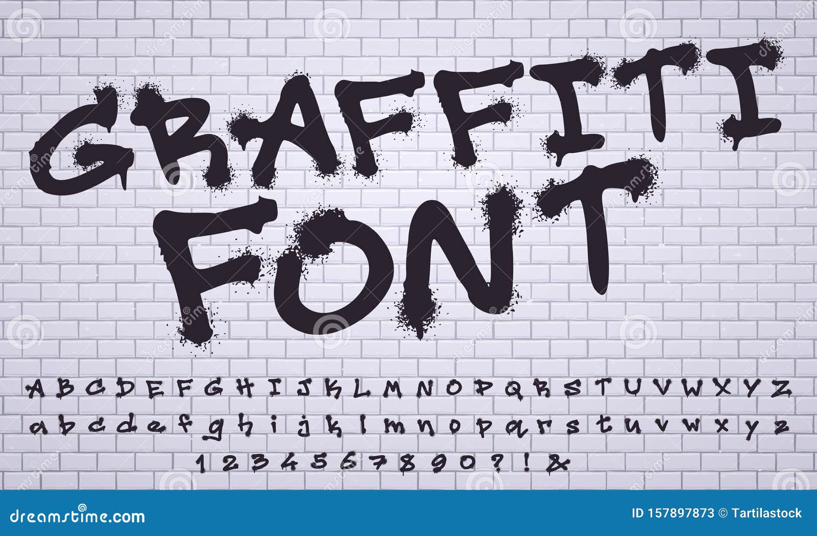 Spray Graffiti Font. City Street Art Wall Tagging Lettering, Dirty Graffitis  Numbers and Letters Vector Set Stock Vector - Illustration of symbol,  poster: 157897873