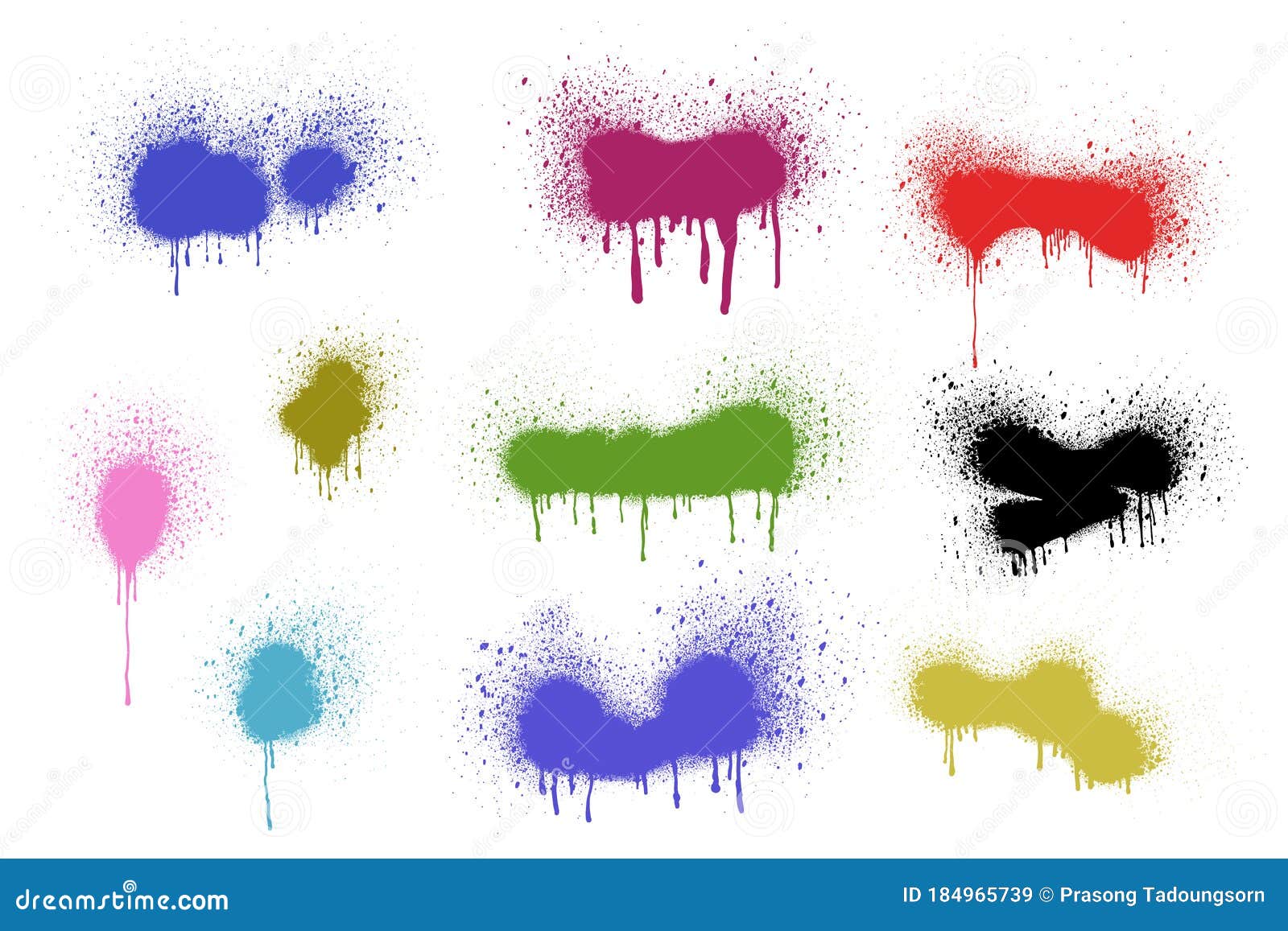 Spray Paint Vector Elements Isolated on White Background Vector. Stock