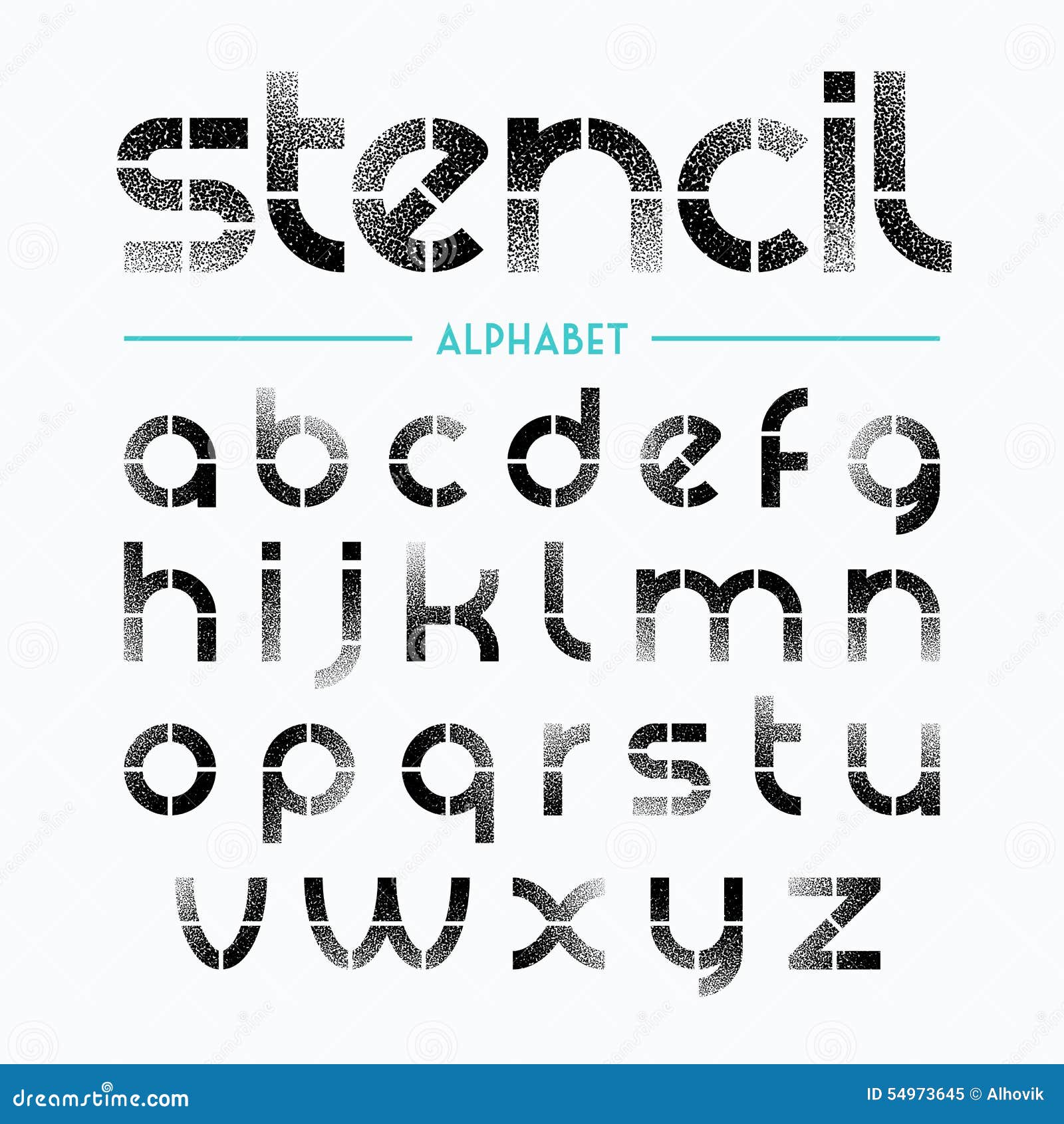 Spray Painted Stencil Alphabet Letters Stock Vector