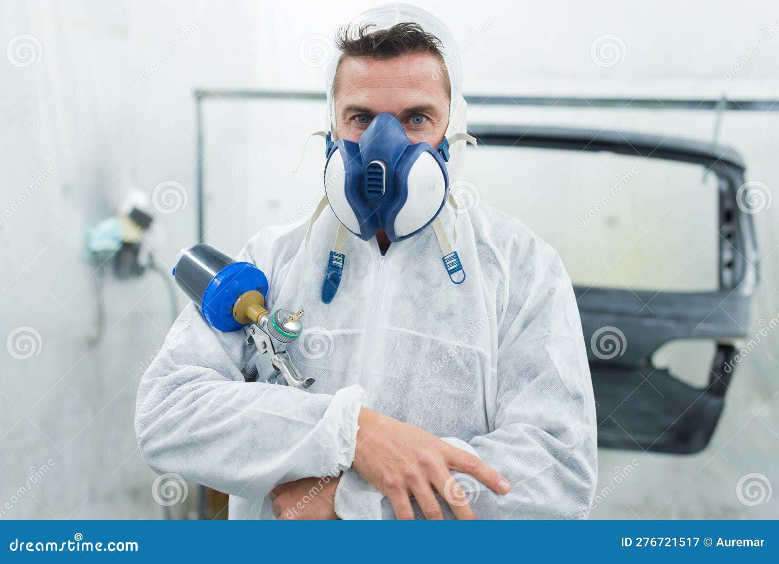 Spray Painter Looking at Camera Stock Image Image of glove, project