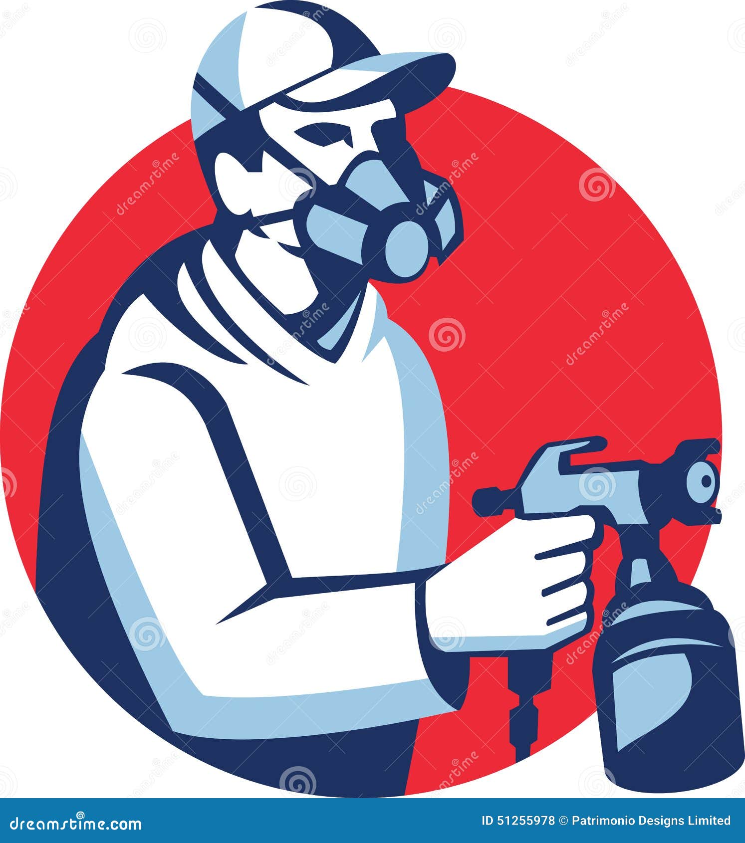 Spray Painter Spraying Paint Gun Retro Stock Vector Illustration of