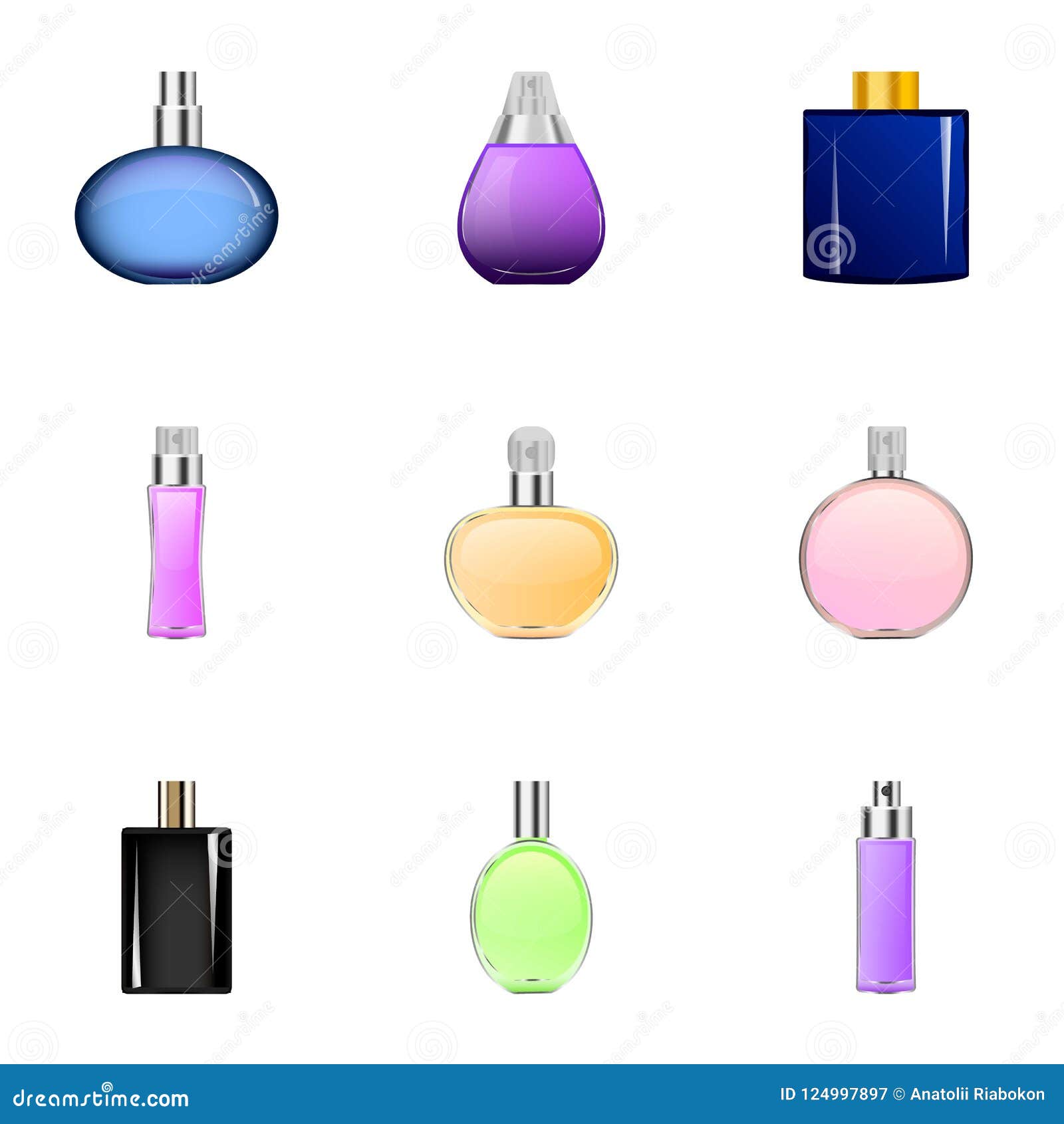 Spray Perfume Icons Set, Cartoon Style Stock Illustration ...