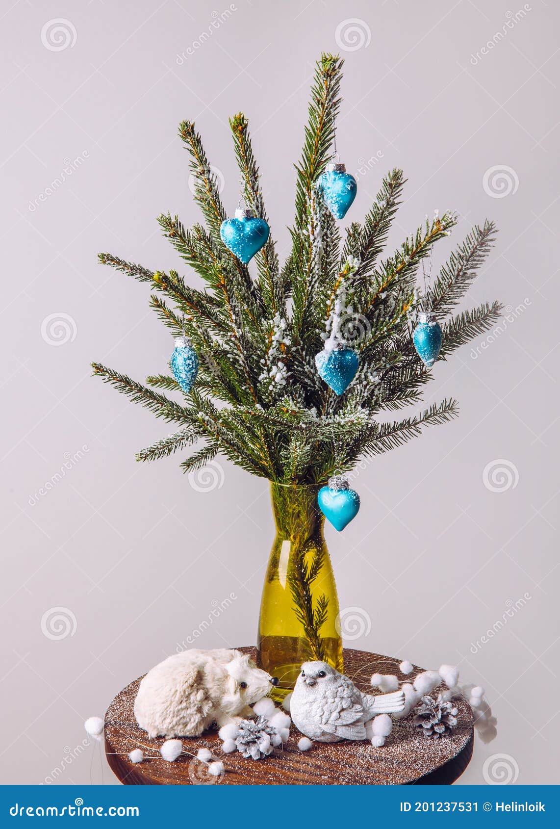 Spray Snow Decorated Christmas Tree Branches in Winter Art Crafts. Studio  Shot Studio Lights Indoors White Minimalist Backgroun Stock Image - Image  of activity, figurine: 201237531