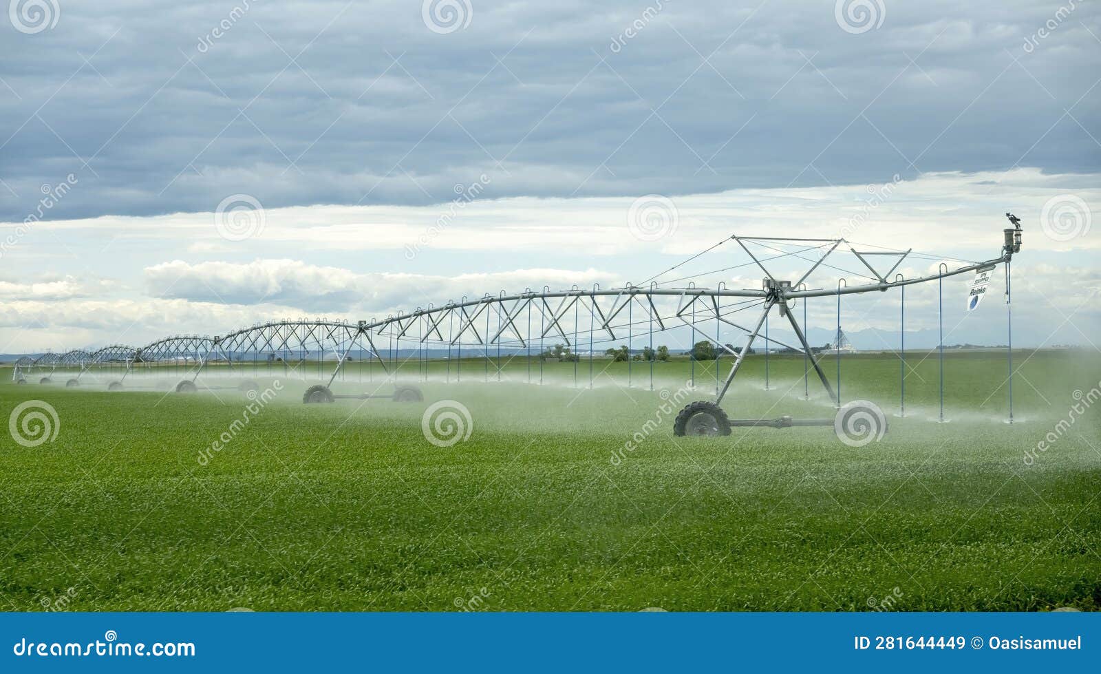 A Spray Water Irrigation System at an Agriculture Facility Farm in