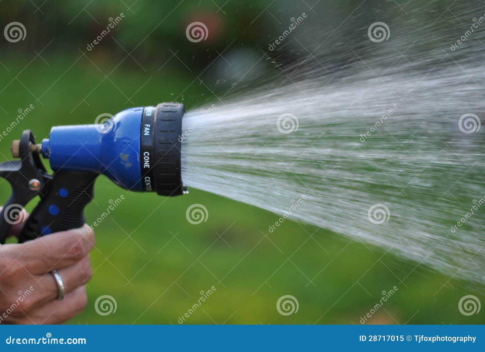spraying garden hose