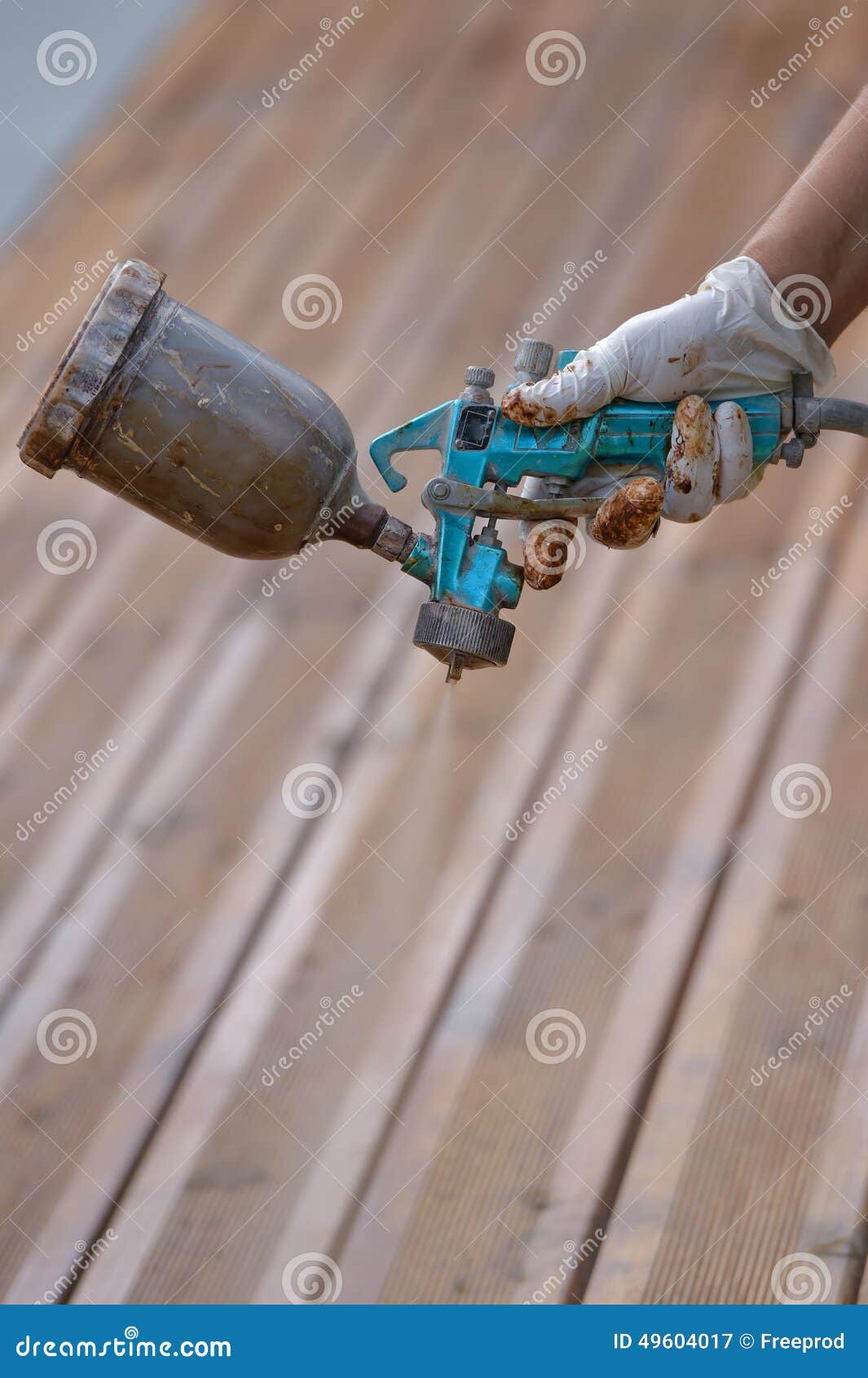 Spraying Wood Preservative. Protection Of Wood From Mold. Processing Of