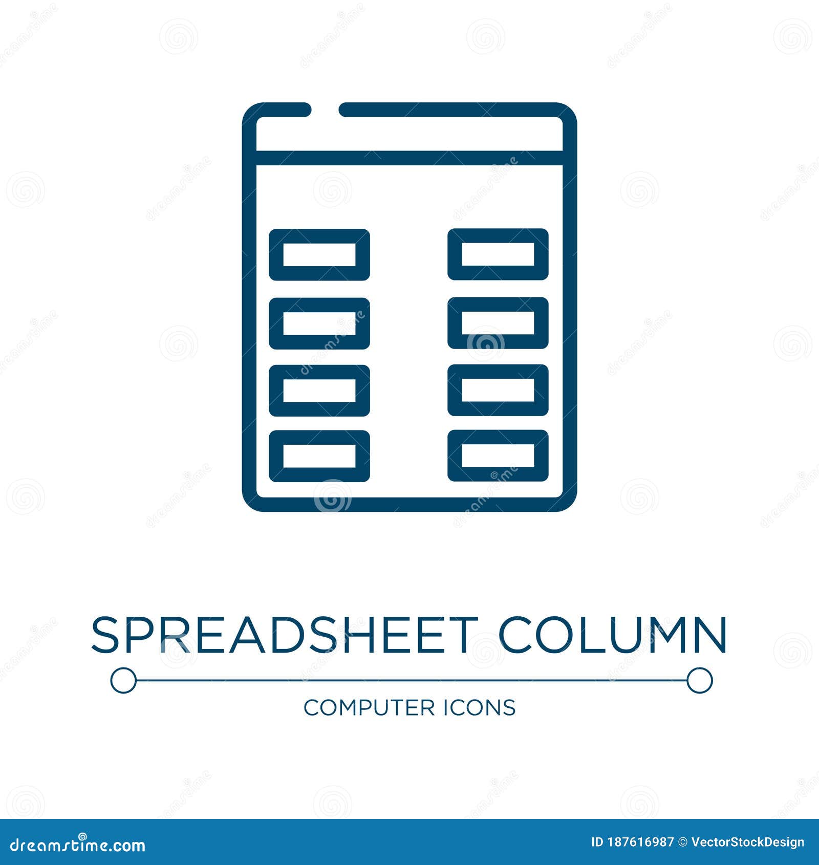 Spreadsheet Column Icon. Linear Vector Illustration from Computer and