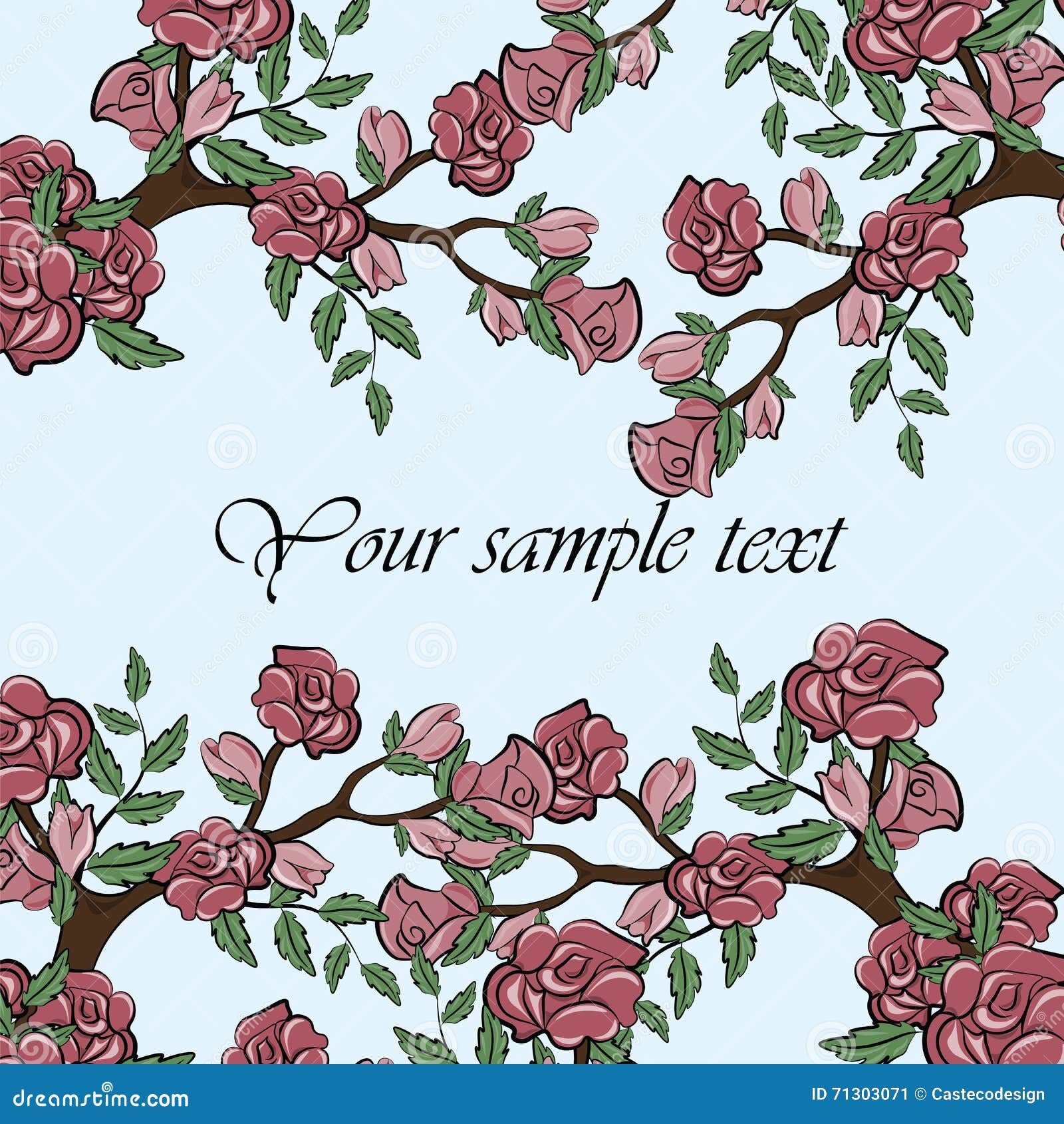 Sprig of Rose flower bush stock vector. Illustration of frame 71303071
