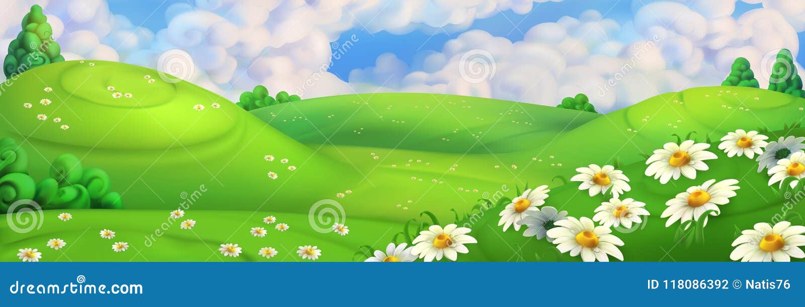 spring background. meadow with daisies  