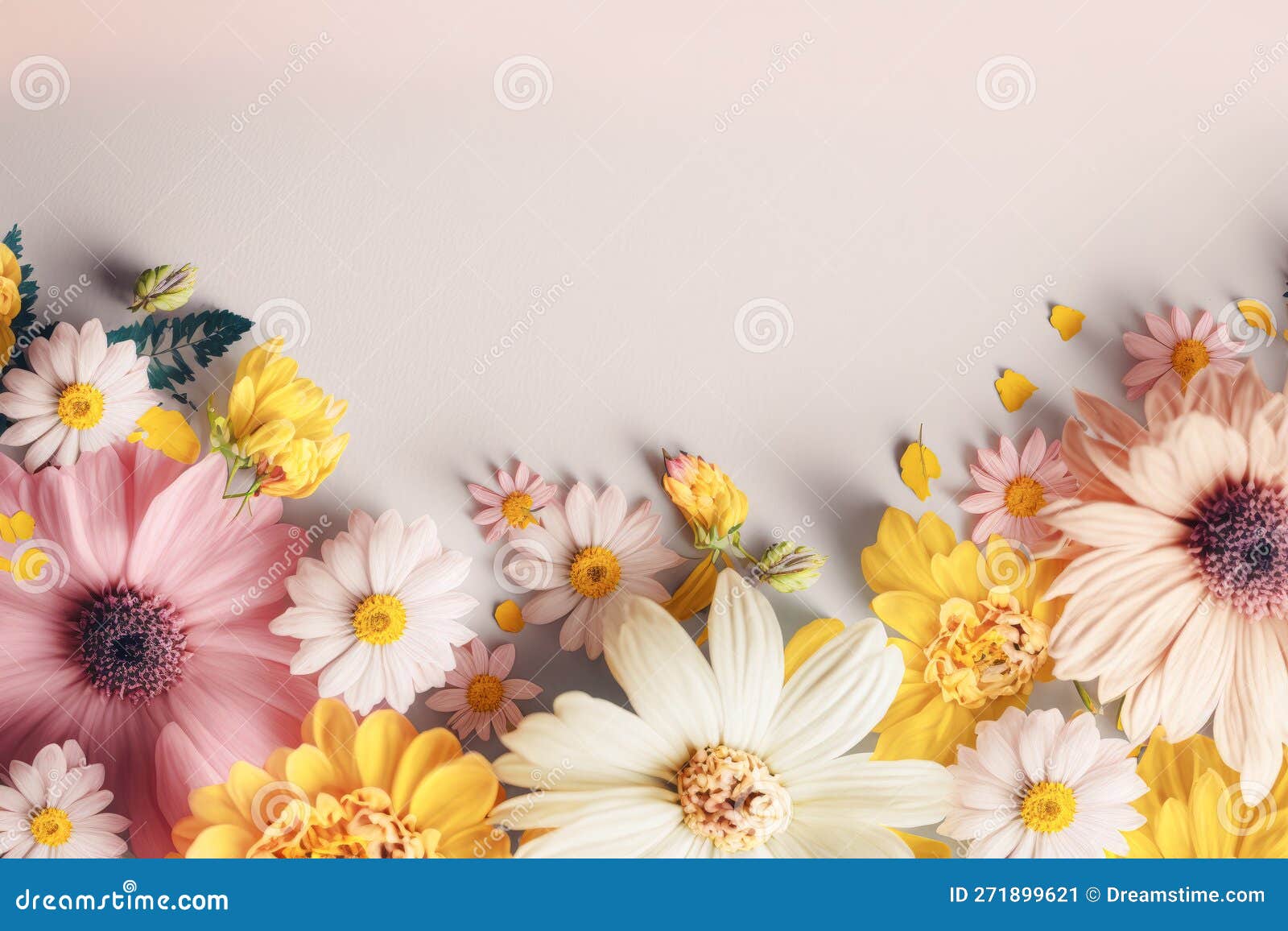 spring background, pastel coloured flowers, generative ai