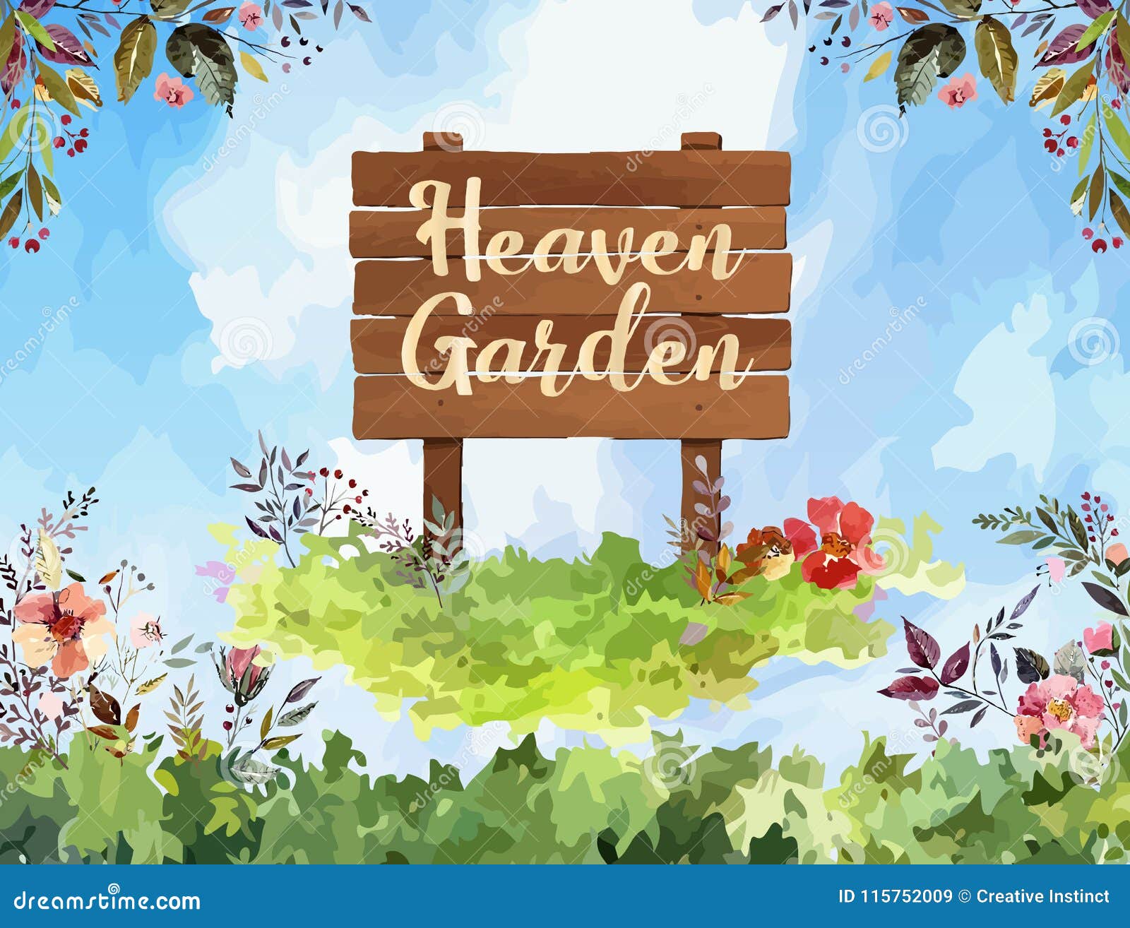 Spring Background Vector Illustration, with Heaven Garden Text and Flower  Stock Illustration - Illustration of frame, pastel: 115752009