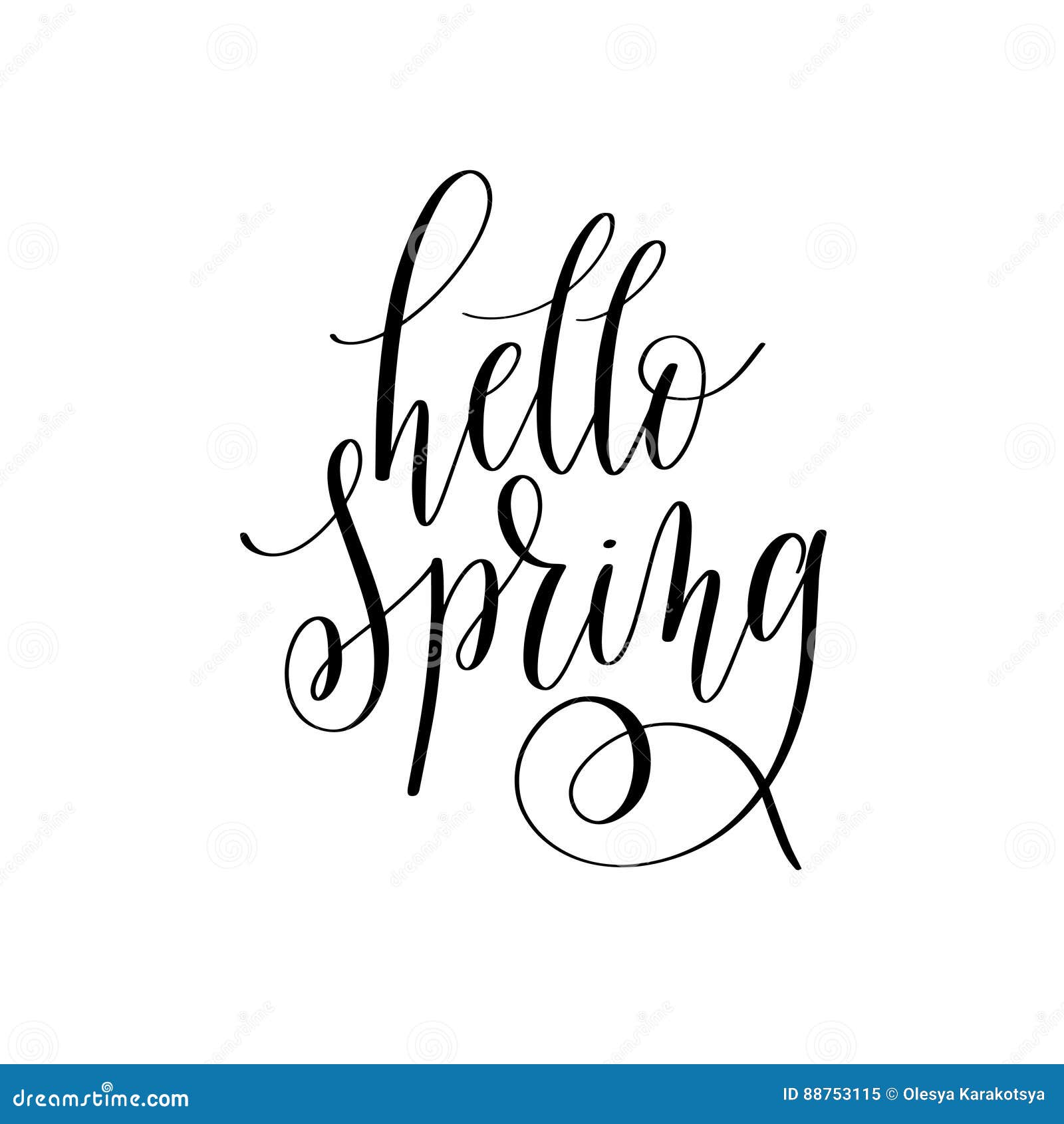 Spring Black and White Hand Written Lettering Inscription Stock Vector ...