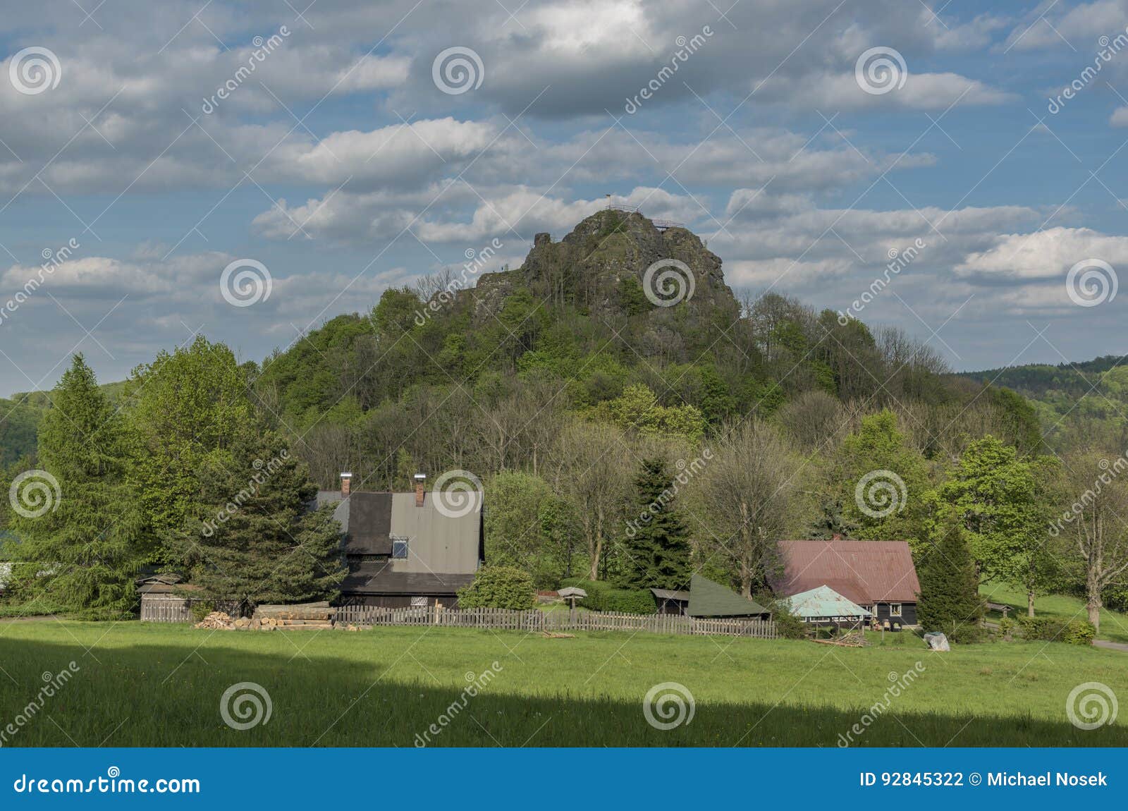 spring blue sunny day with tolstejn castle