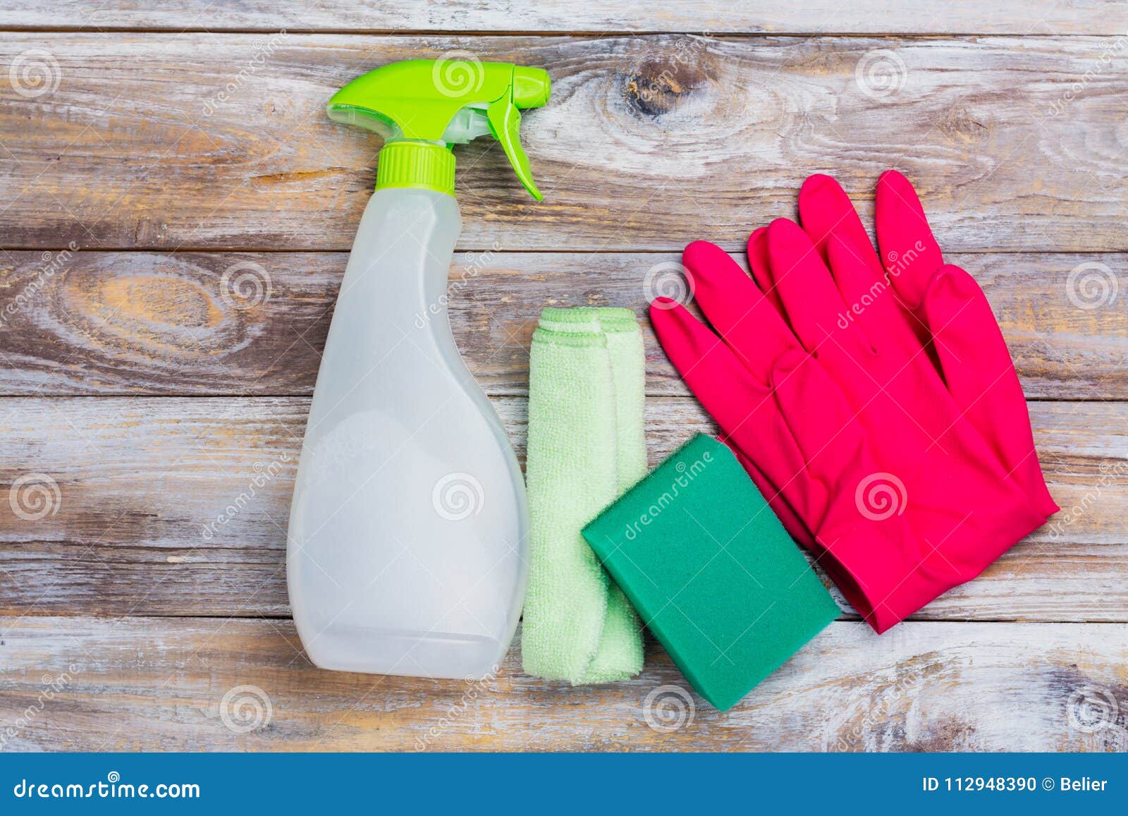 Spring Cleaning Of House Cleaning Supplies Set Stock Photo