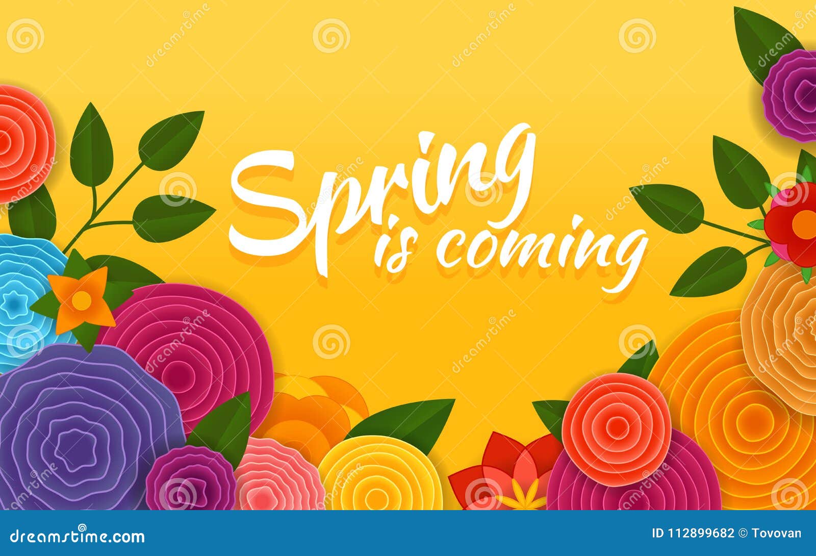 Spring is Coming. Vector Poster. Abstract Flowers Stock Vector