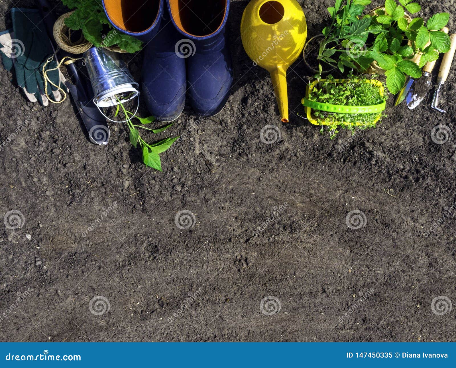 Spring Concept, Gardening Tools for Gardening, Rubber Boots and ...