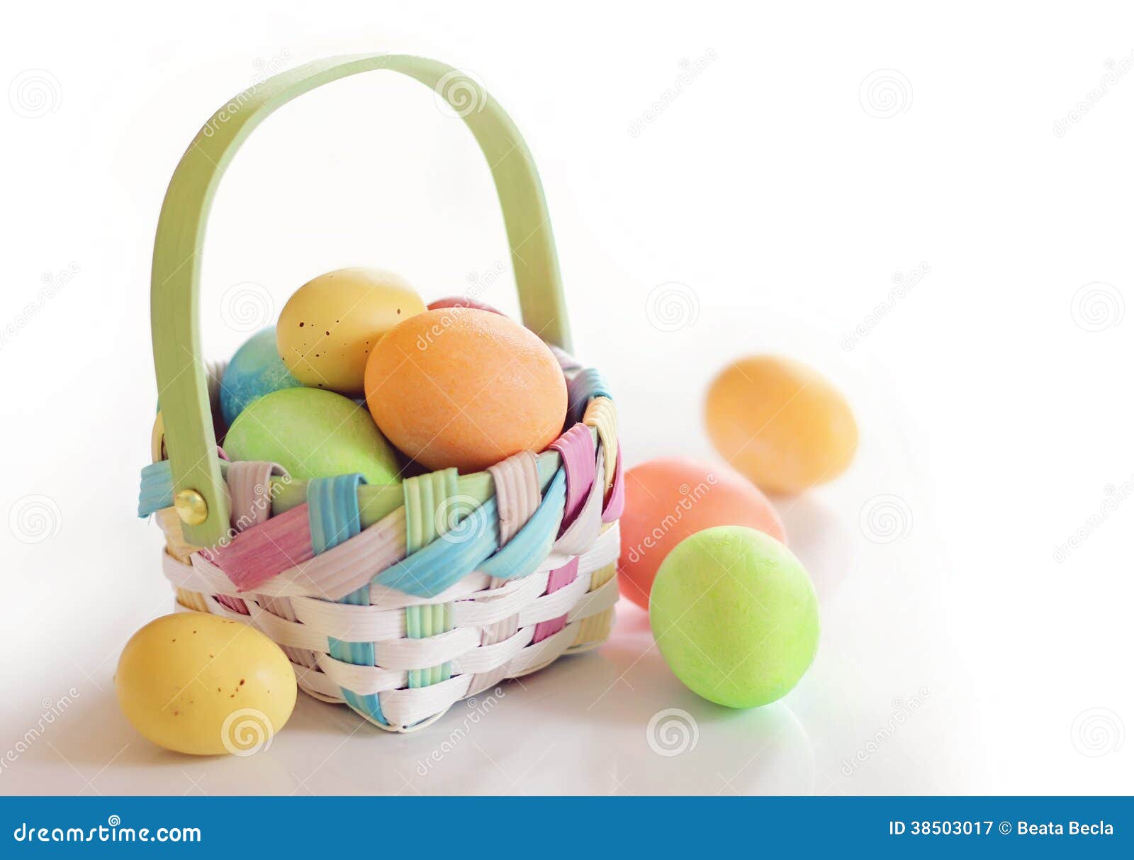 spring easter eggs in a basket