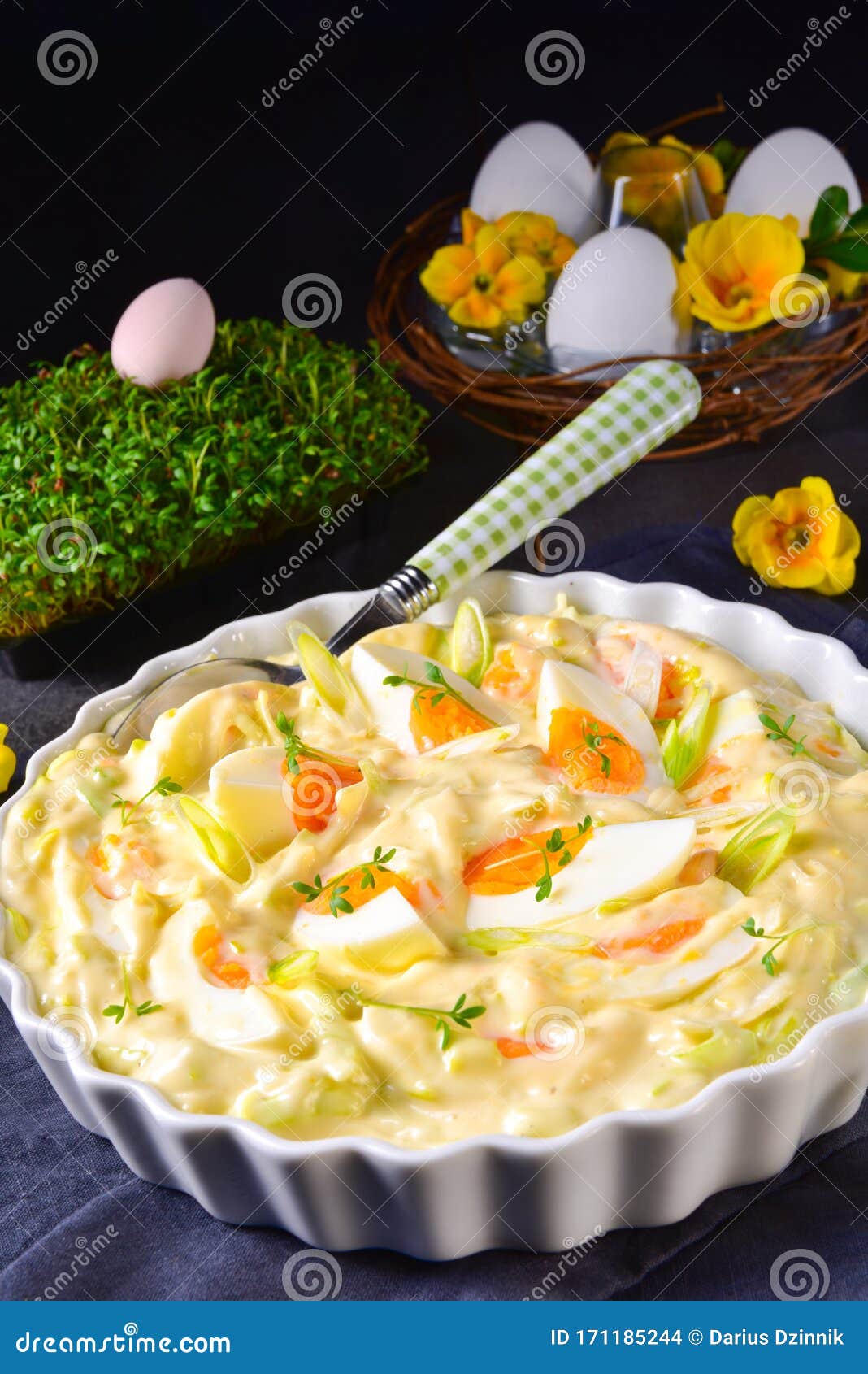A Spring Egg Salad Chives and Delicious Mayonnaise Stock Photo Image