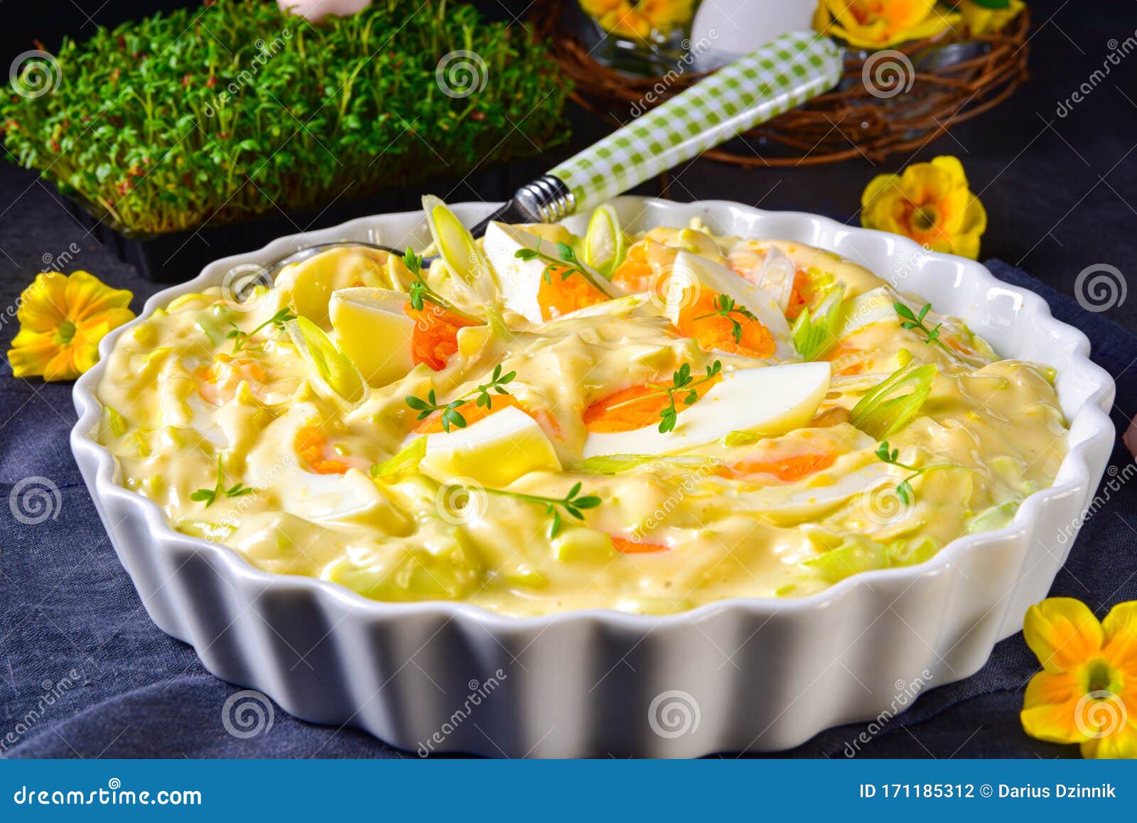 A Spring Egg Salad Chives and Delicious Mayonnaise Stock Photo Image