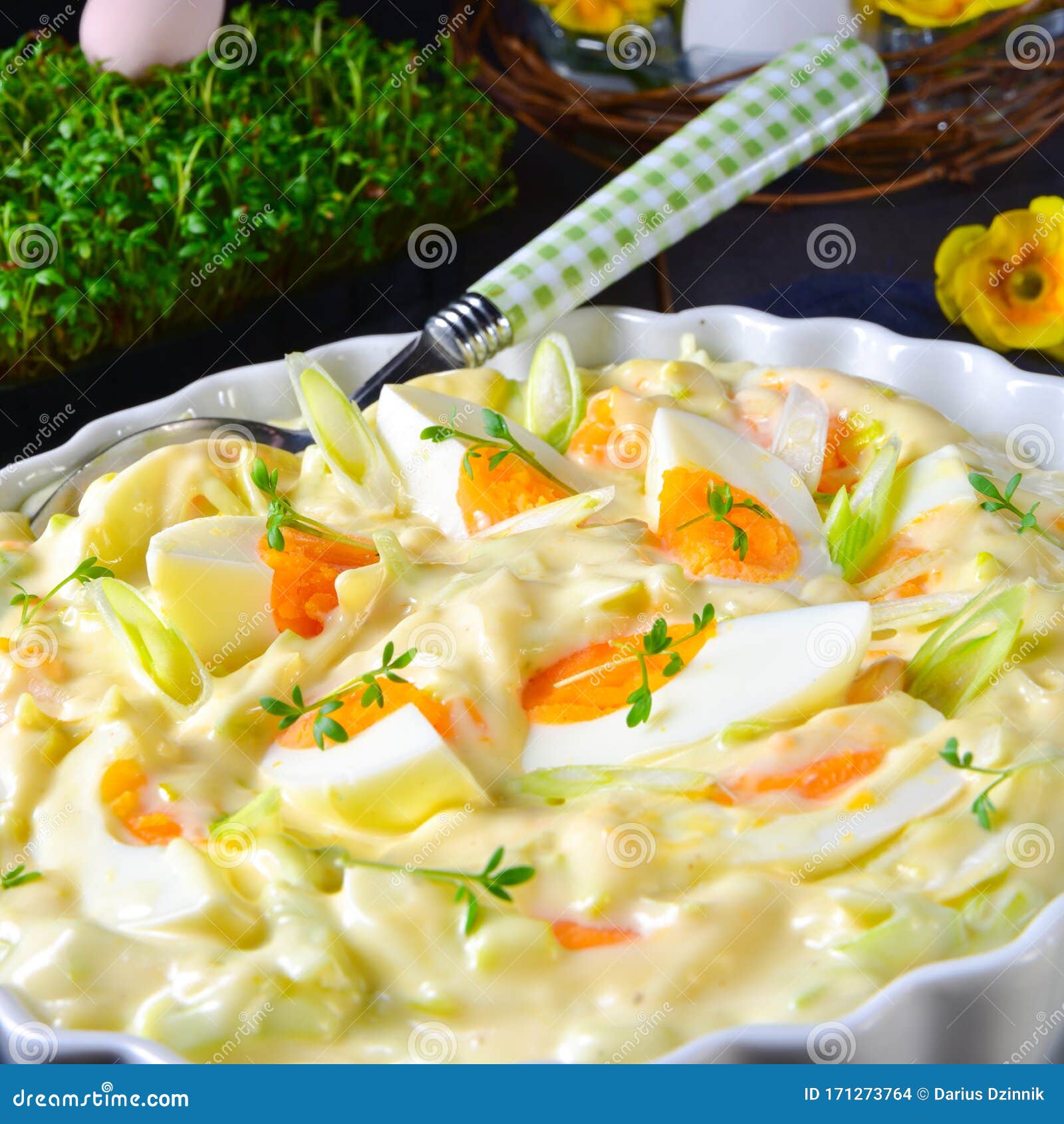 A Spring Egg Salad Chives and Delicious Mayonnaise Stock Photo Image