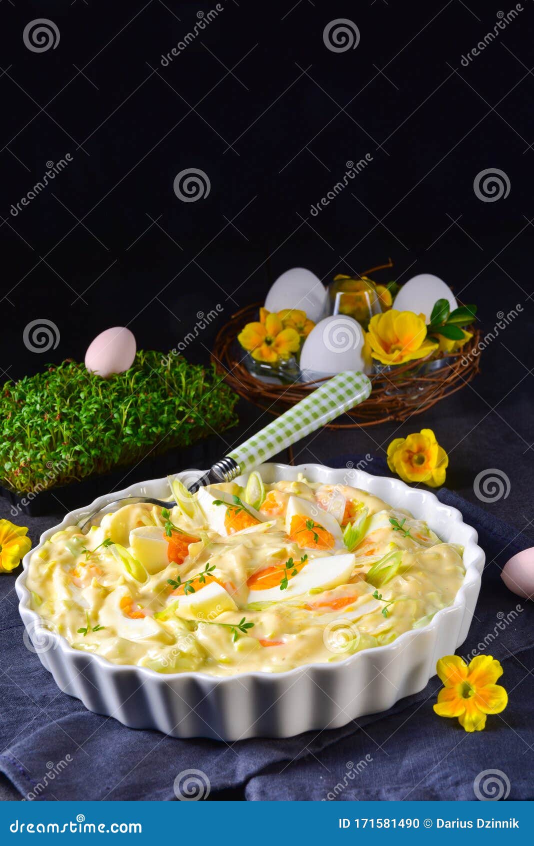 A Spring Egg Salad Chives and Delicious Mayonnaise Stock Photo Image