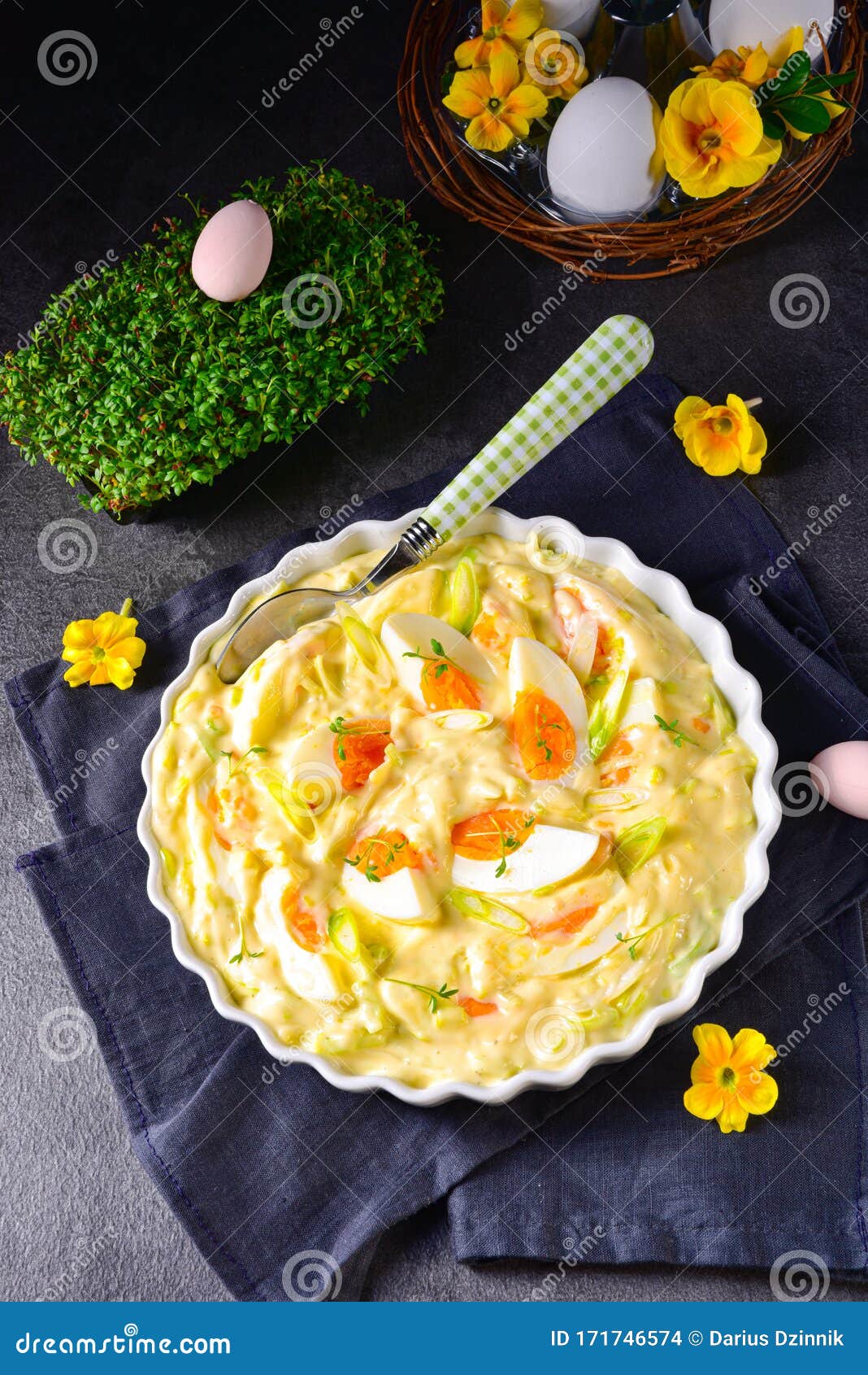 A Spring Egg Salad Chives and Delicious Mayonnaise Stock Photo Image