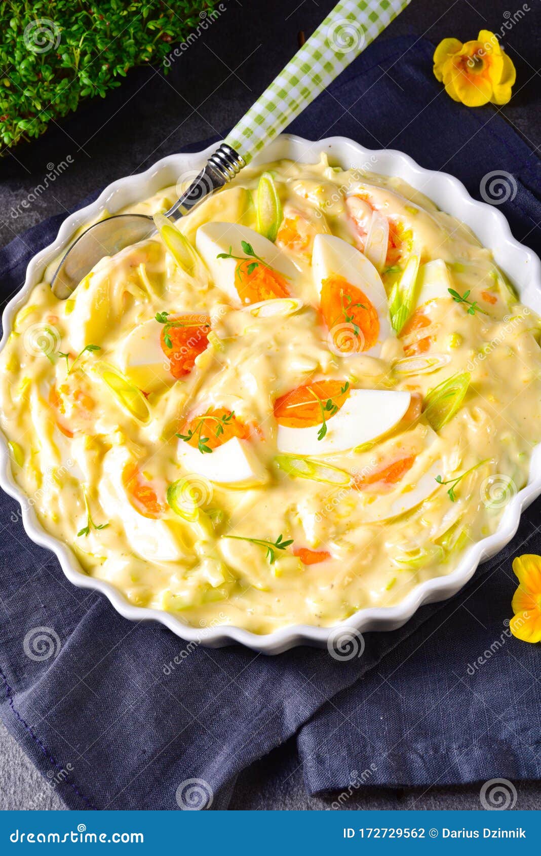 A Spring Egg Salad Chives and Delicious Mayonnaise Stock Photo Image