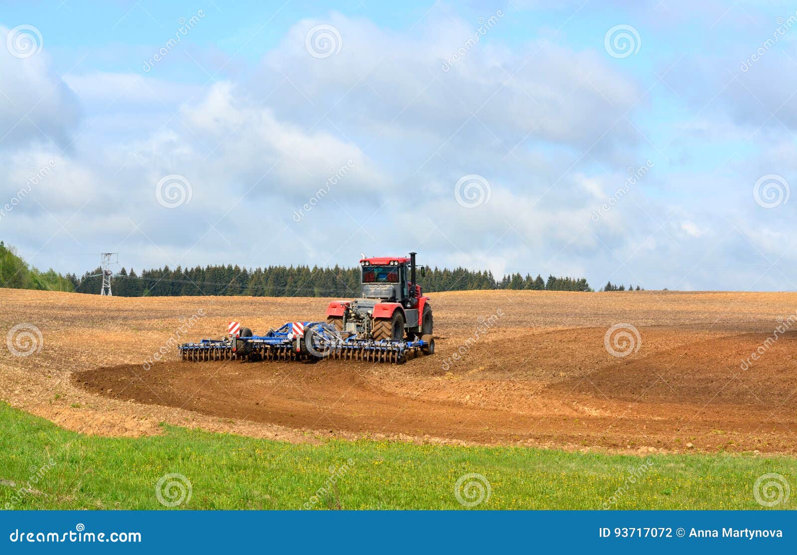 Spring field works stock photo. Image of tractor, processing 93717072