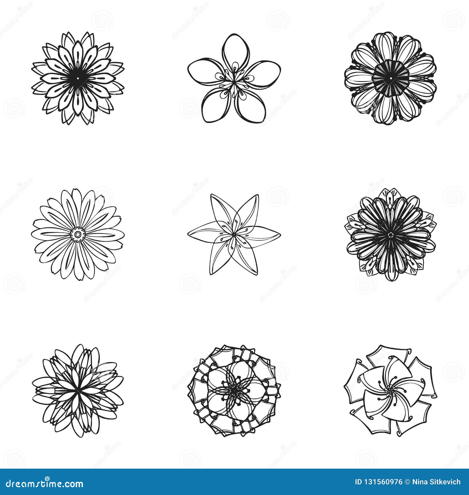 Spring Flower Icon Set, Simple Style Stock Vector - Illustration of ...