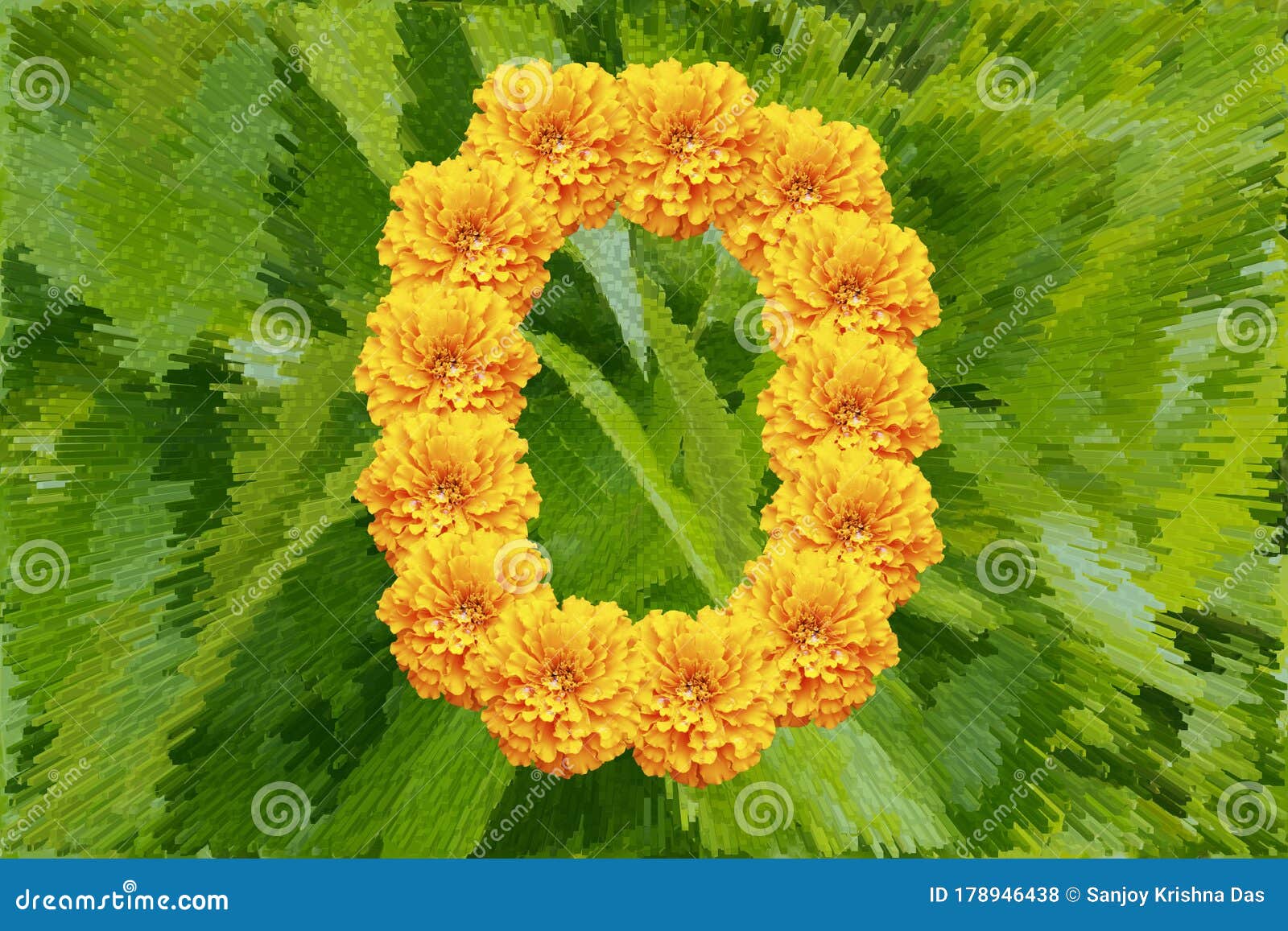 Spring Flower Letter O Concept Using Marigold. Marigold Flower Alphabet