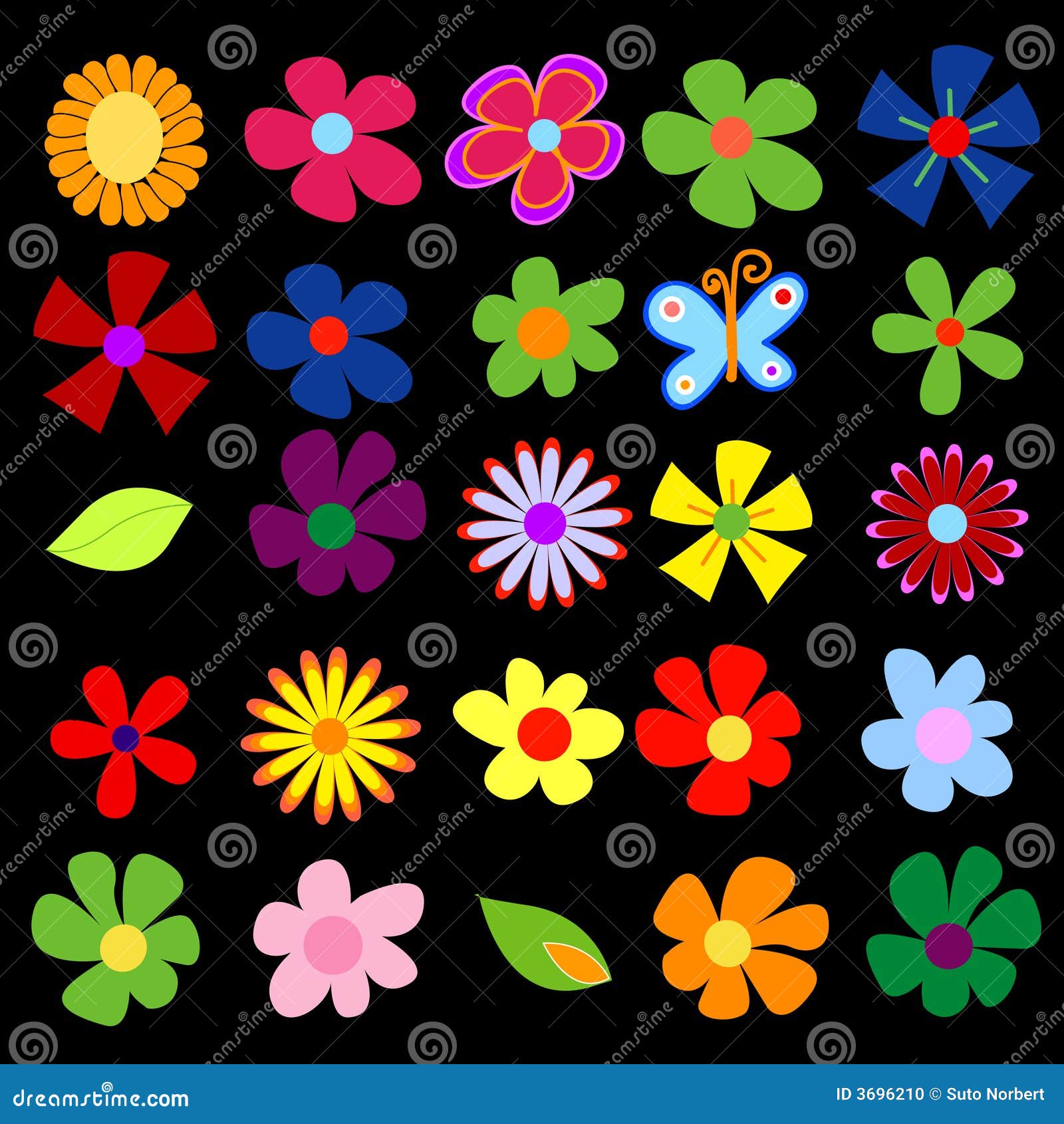 Spring flowers stock vector. Illustration of pink, green - 3696210