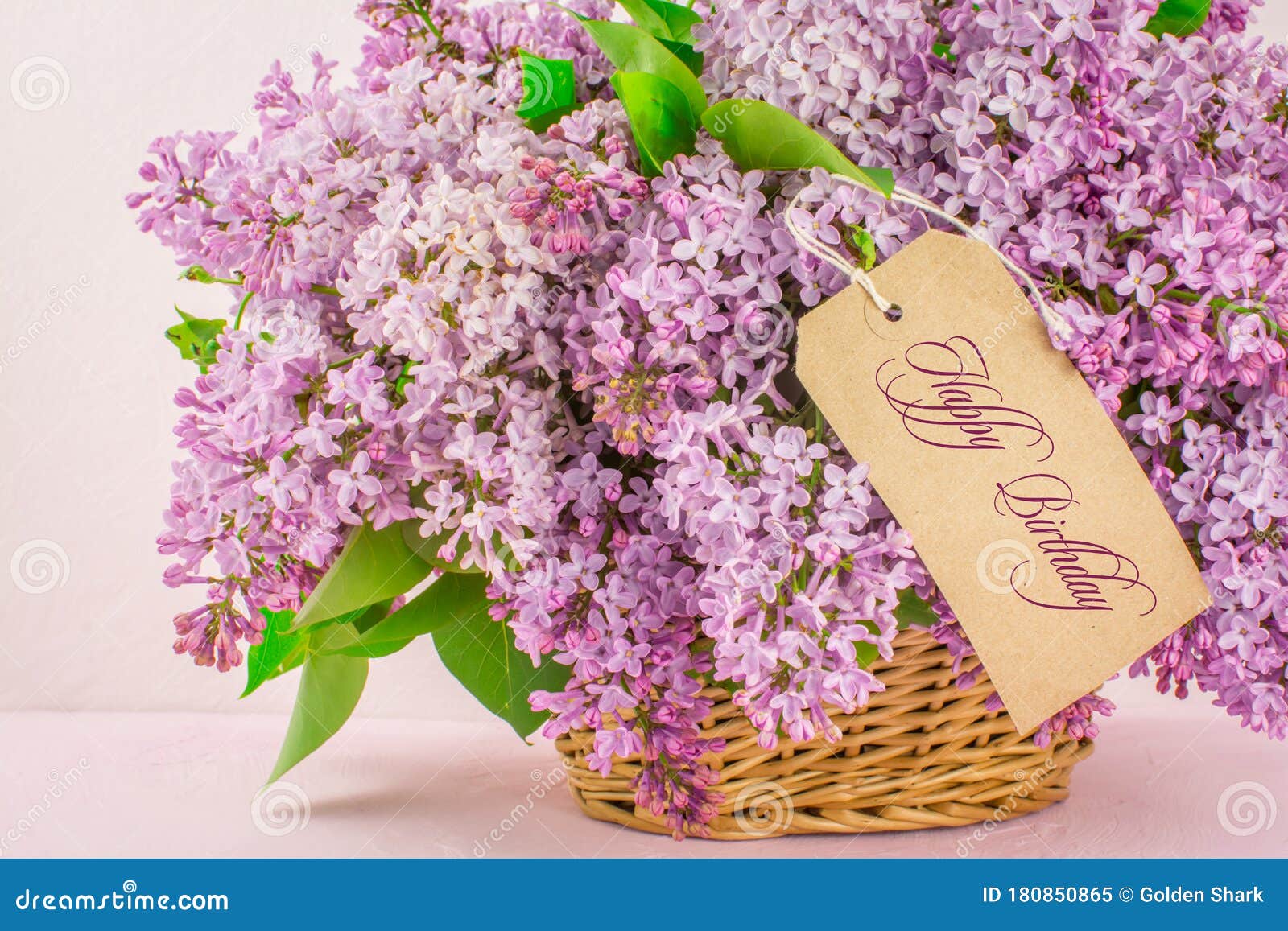 Spring Flowers Beautiful Pink Blue Lilac Branch in Basket. Happy ...