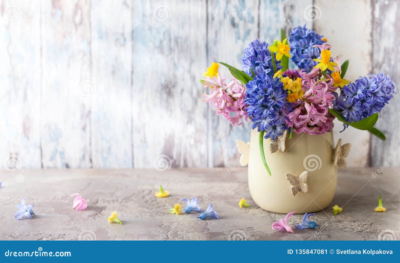 spring flowers in vase for holiday