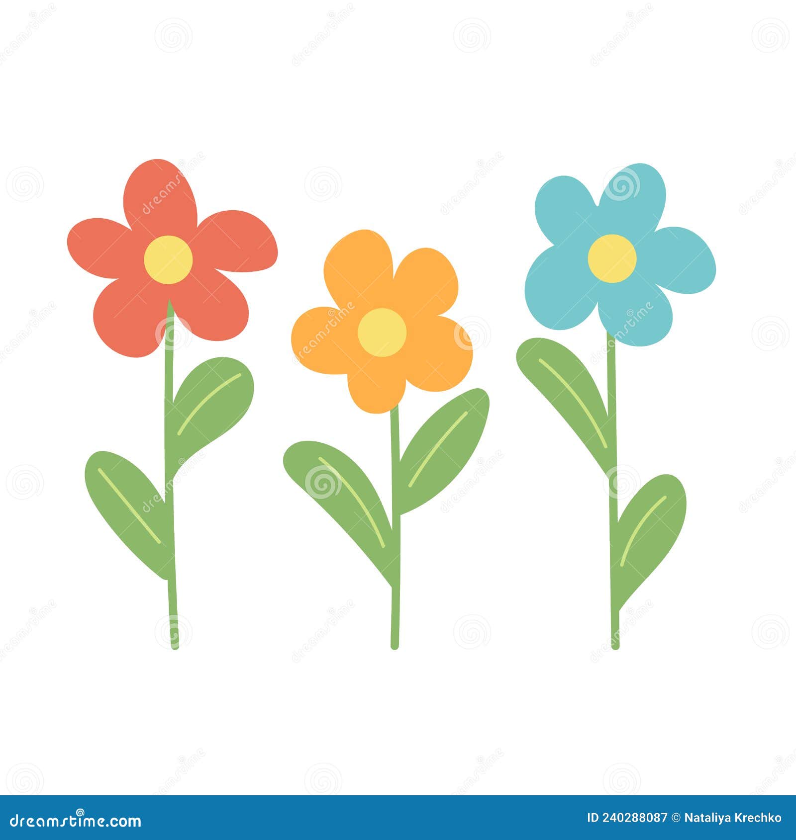 spring flowers growing. simple   in cartoom style