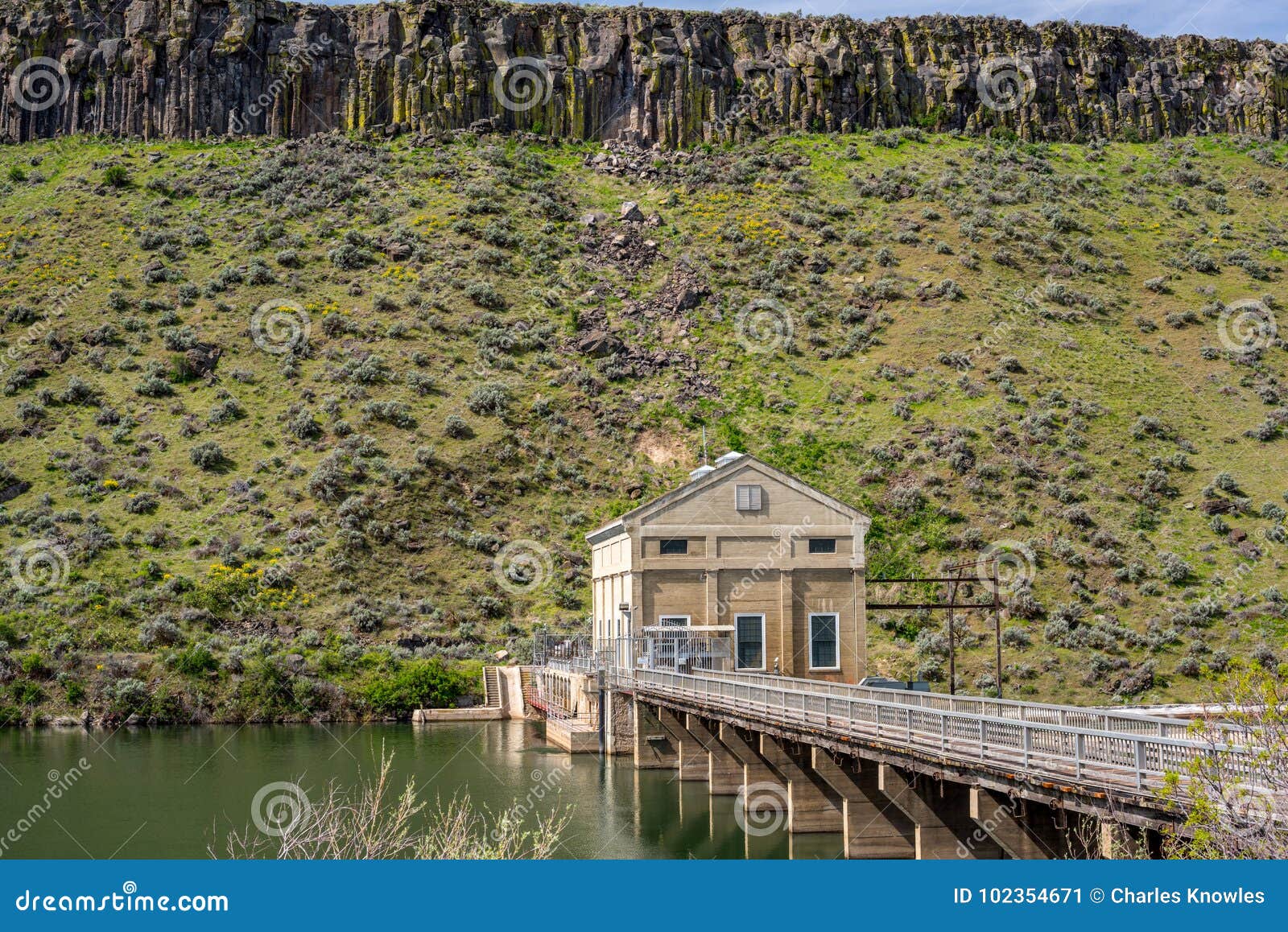 idaho diversion dam on the boise river and access bridge