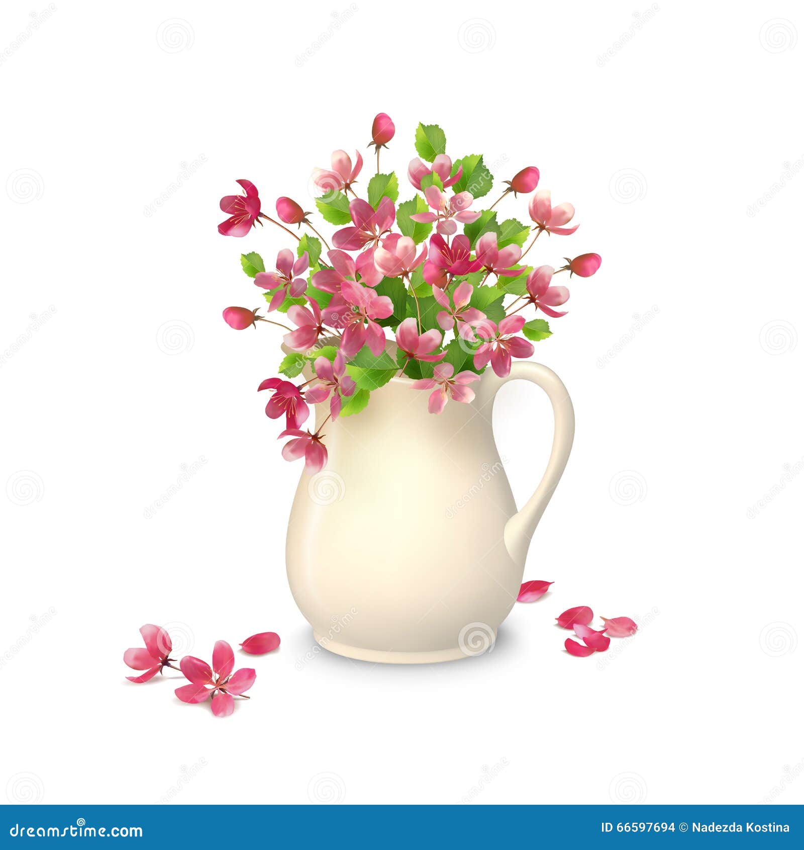 Spring Flowers in Jug stock vector. Illustration of arrangement 66597694