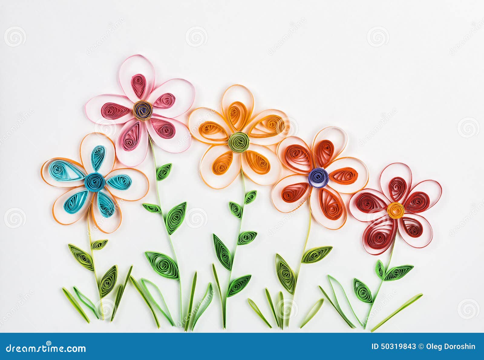 Spring Flowers Made Quilling Stock Image Image of green, abstract