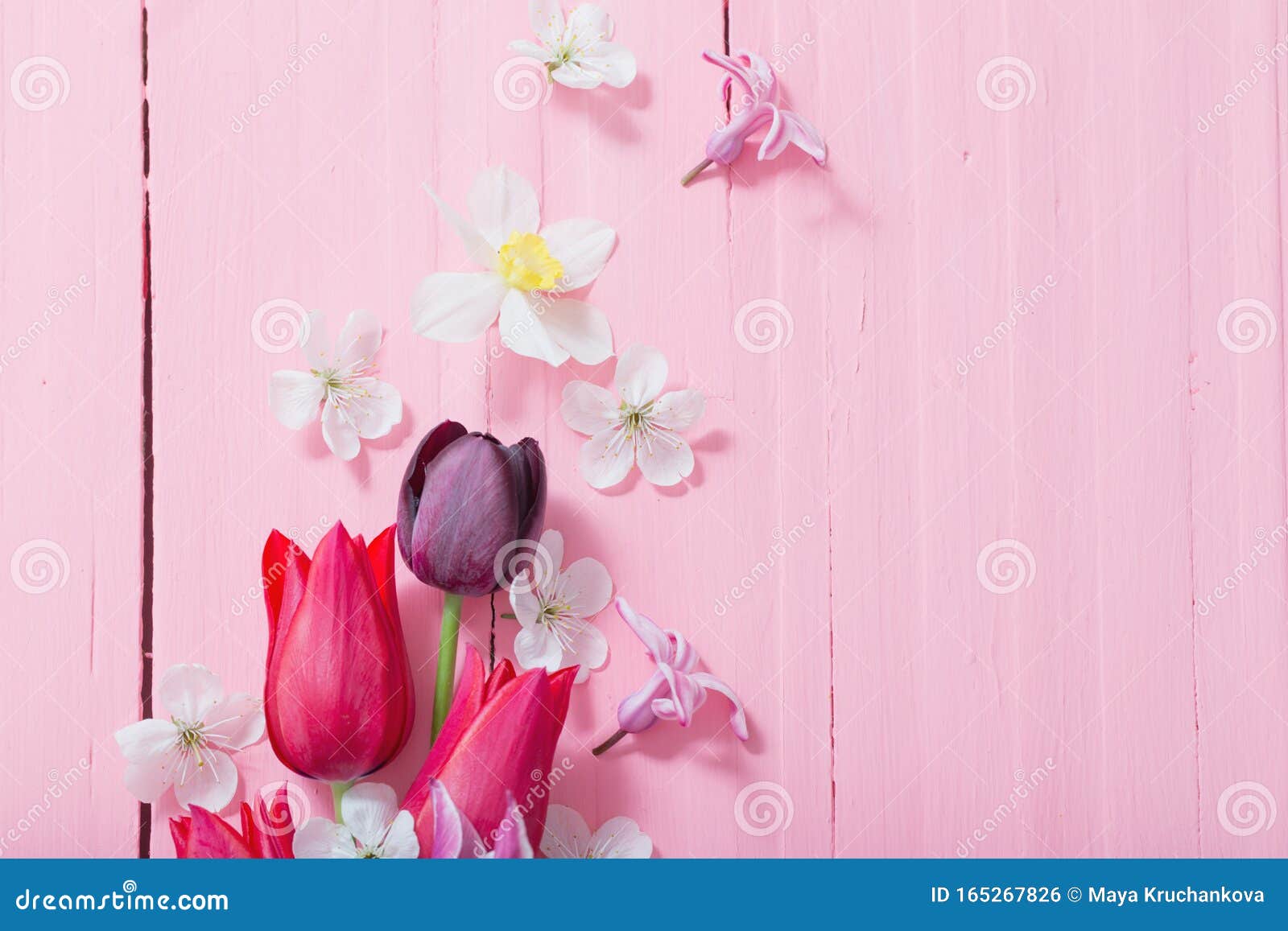 Flowers on Pink Wooden Background Stock Photo Image of decoration, fresh 165267826