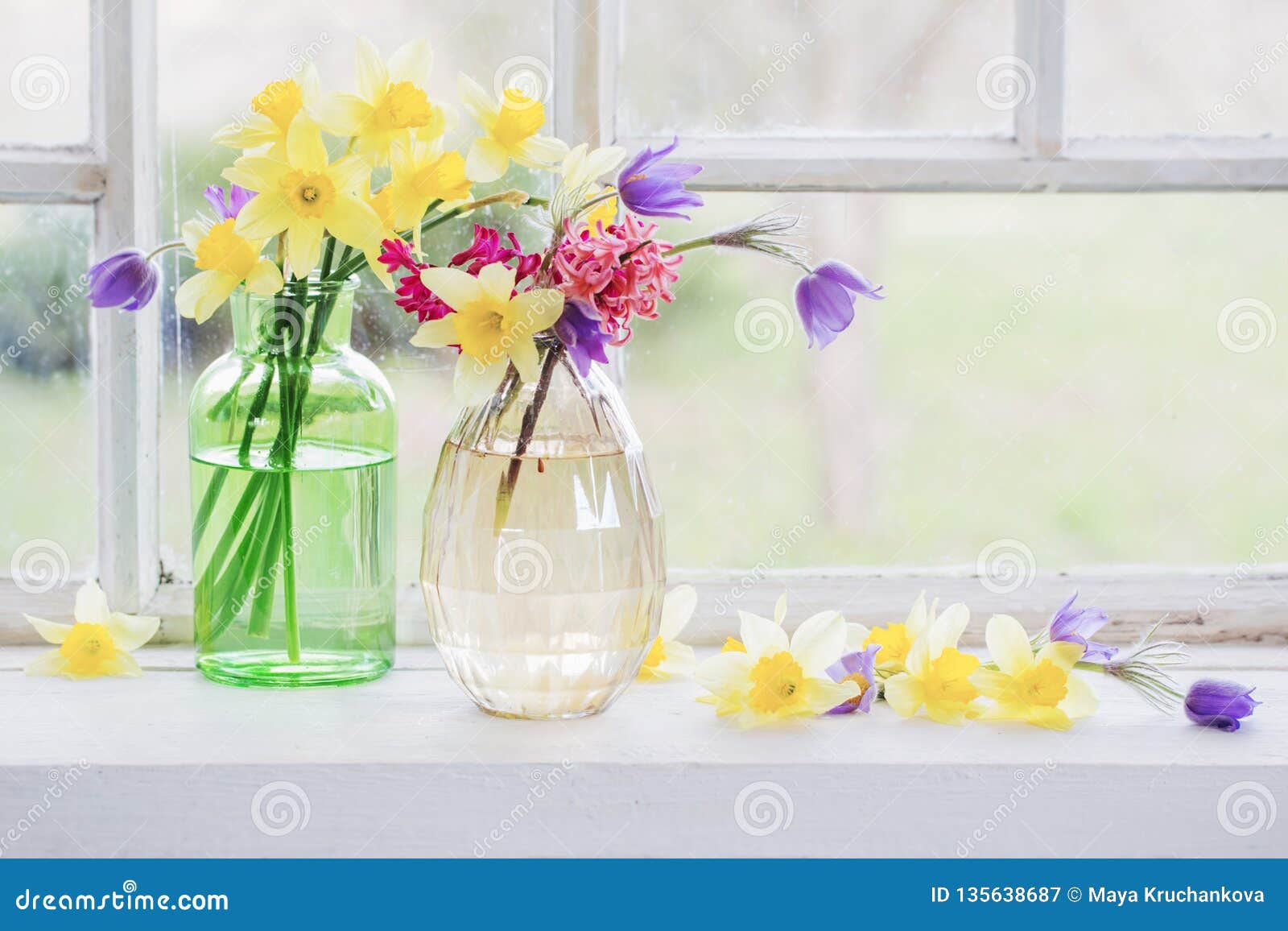 Spring Flowers on Windowsill Stock Image Image of celebration, gift